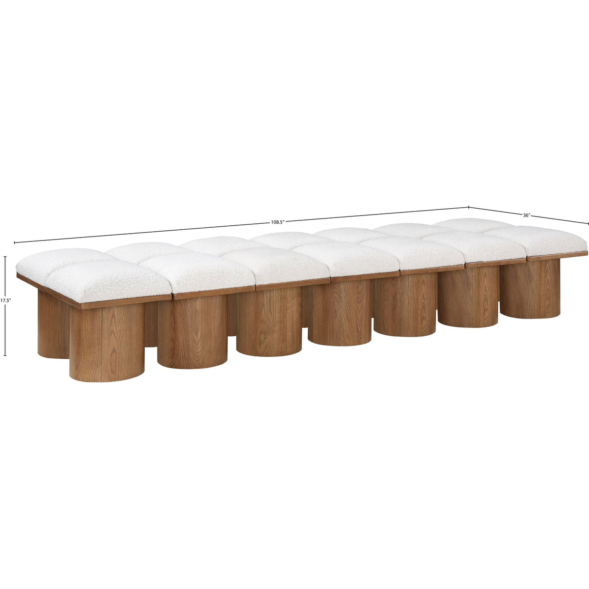 Pavilion Cream Boucle Fabric Upholstered 14 Piece Modular Bench