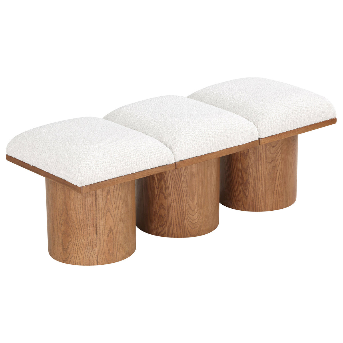 Pavilion Cream Boucle Fabric Upholstered 3 Piece Modular Bench