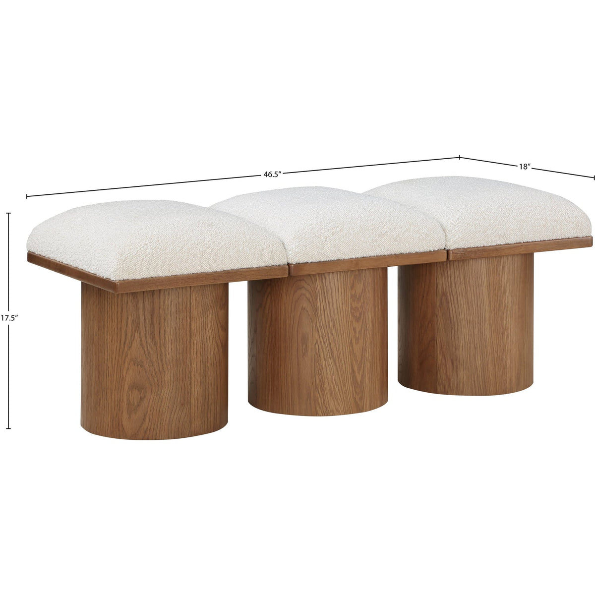 Pavilion Cream Boucle Fabric Upholstered 3 Piece Modular Bench