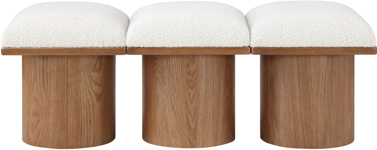 Pavilion Cream Boucle Fabric Upholstered 3 Piece Modular Bench