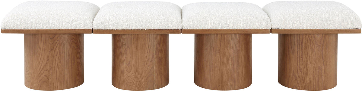 Pavilion Cream Boucle Fabric Upholstered 4 Piece Modular Bench