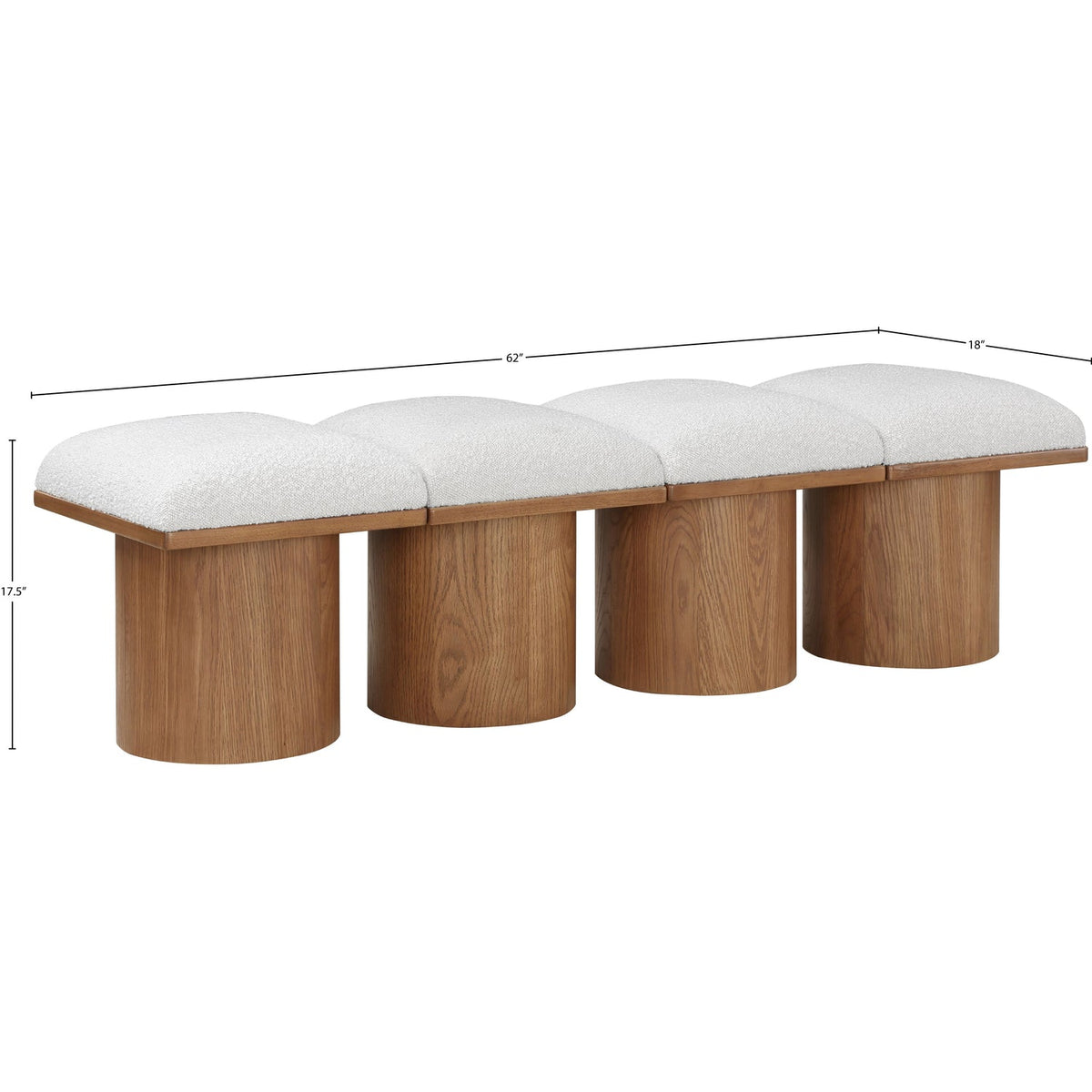 Pavilion Cream Boucle Fabric Upholstered 4 Piece Modular Bench