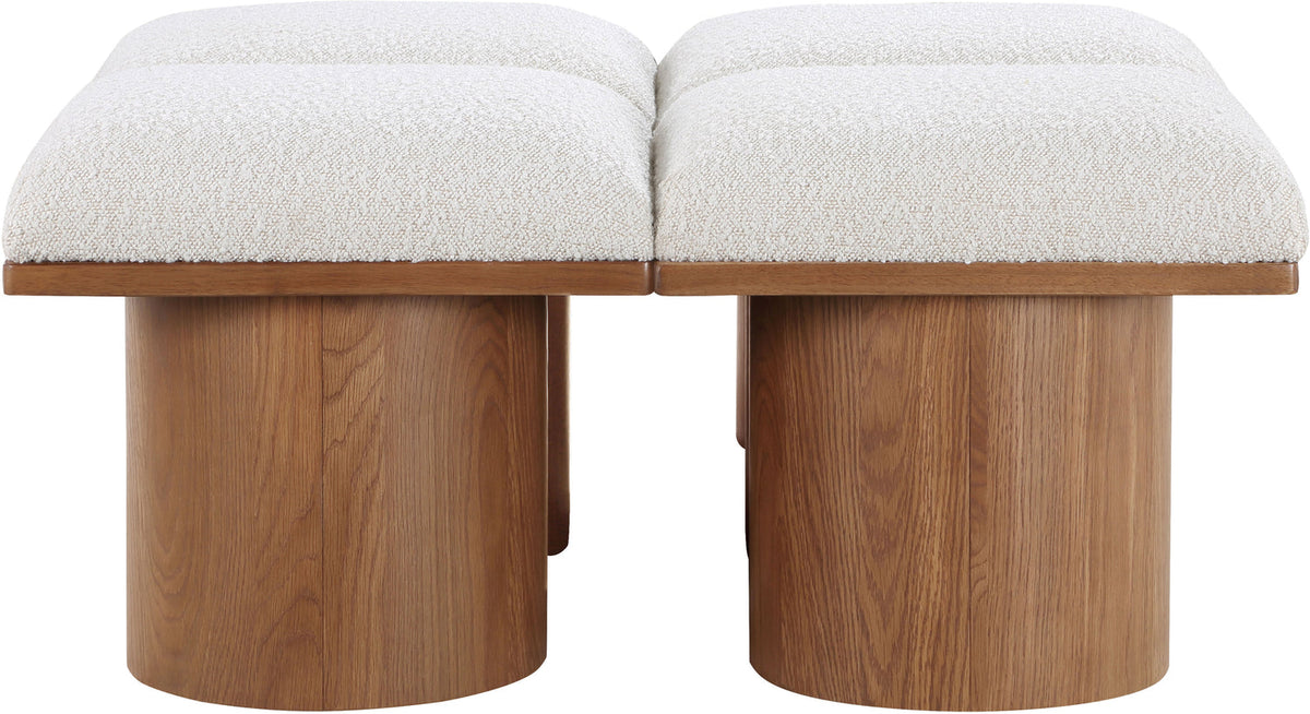Pavilion Cream Boucle Fabric Upholstered 4 Piece Modular Bench