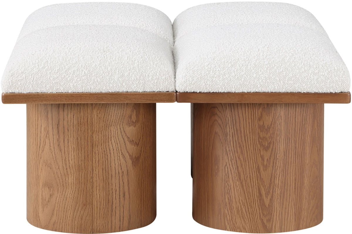Pavilion Cream Boucle Fabric Upholstered 4 Piece Modular Bench