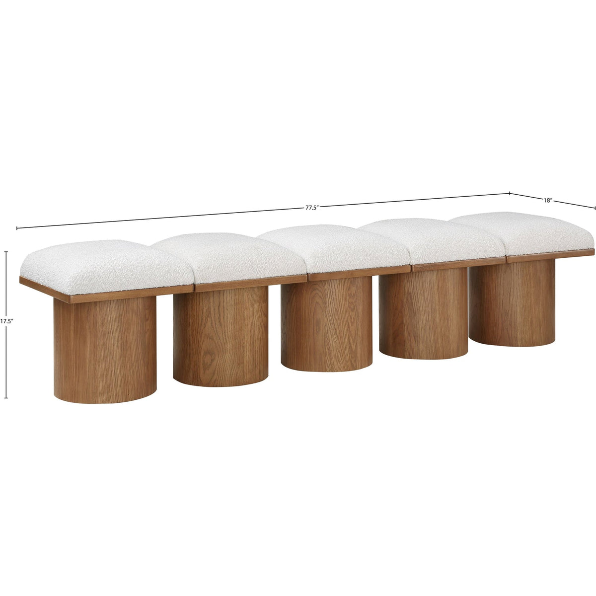 Pavilion Cream Boucle Fabric Upholstered 5 Piece Modular Bench