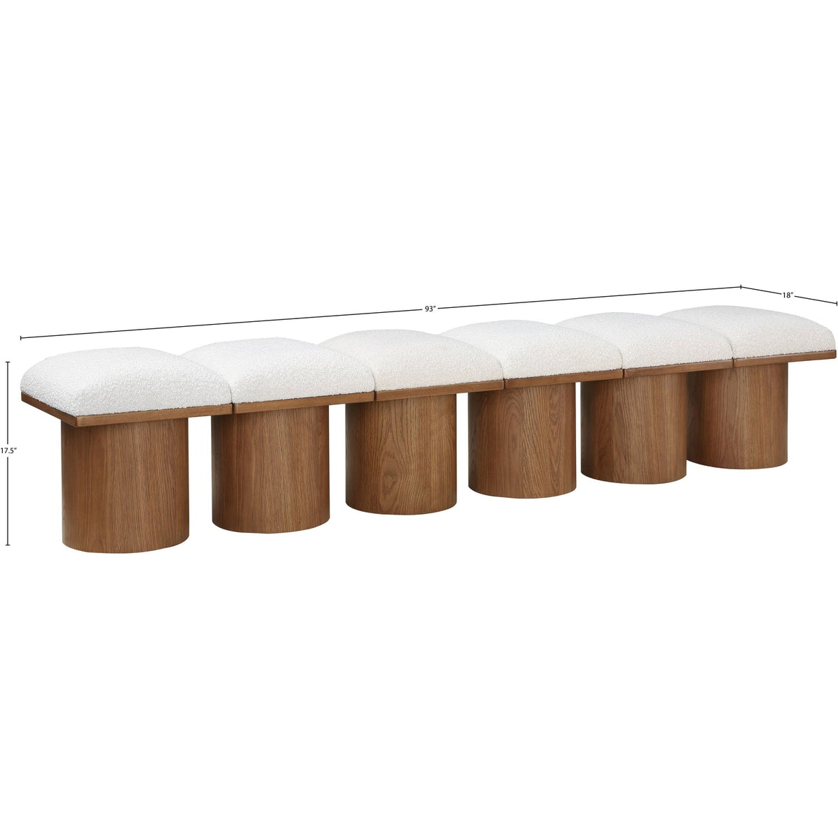 Pavilion Cream Boucle Fabric Upholstered 6 Piece Modular Bench