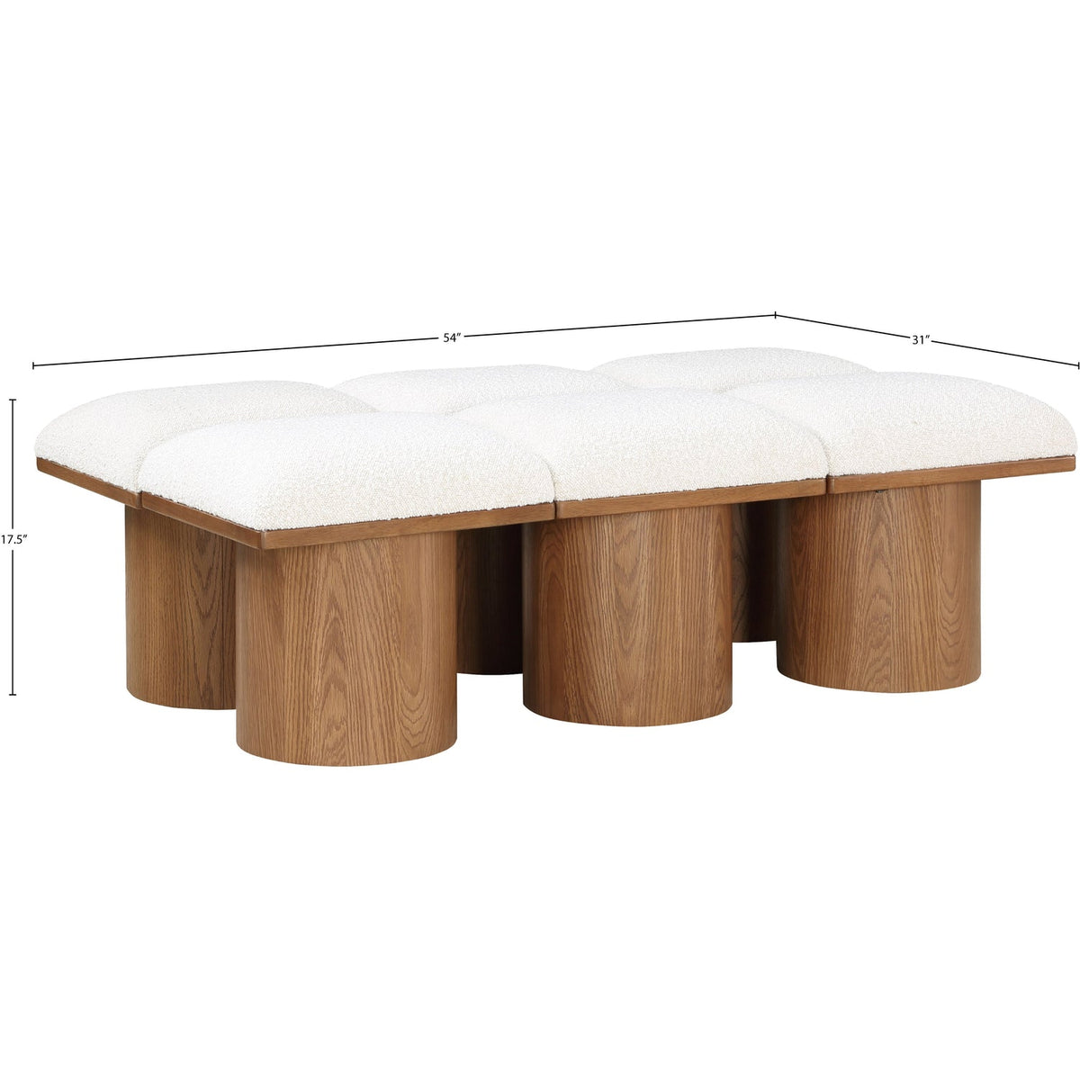 Pavilion Cream Boucle Fabric Upholstered 6 Piece Modular Bench