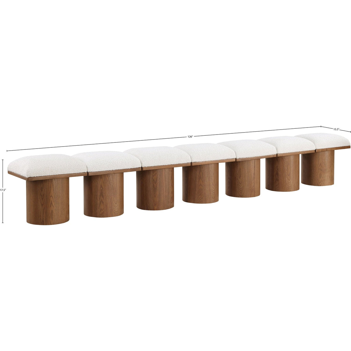 Pavilion Cream Boucle Fabric Upholstered 7 Piece Modular Bench