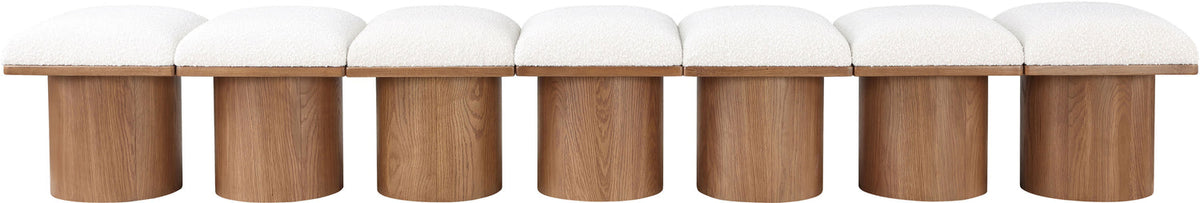 Pavilion Cream Boucle Fabric Upholstered 7 Piece Modular Bench