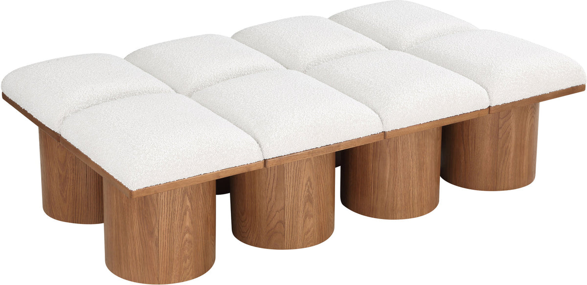 Pavilion Cream Boucle Fabric Upholstered 8 Piece Modular Bench