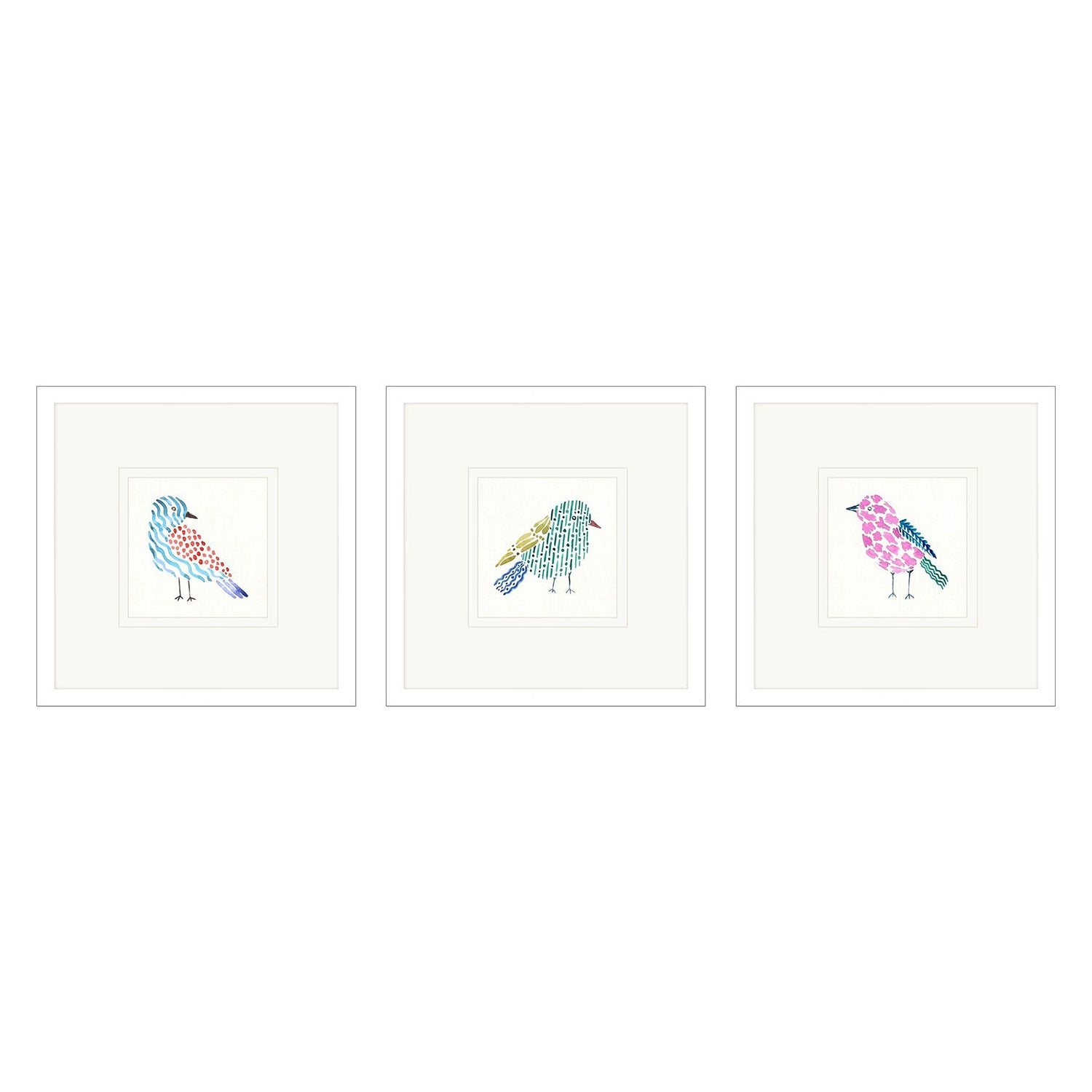 Inspire Studio Conversation Birds I Framed Art Set of 3