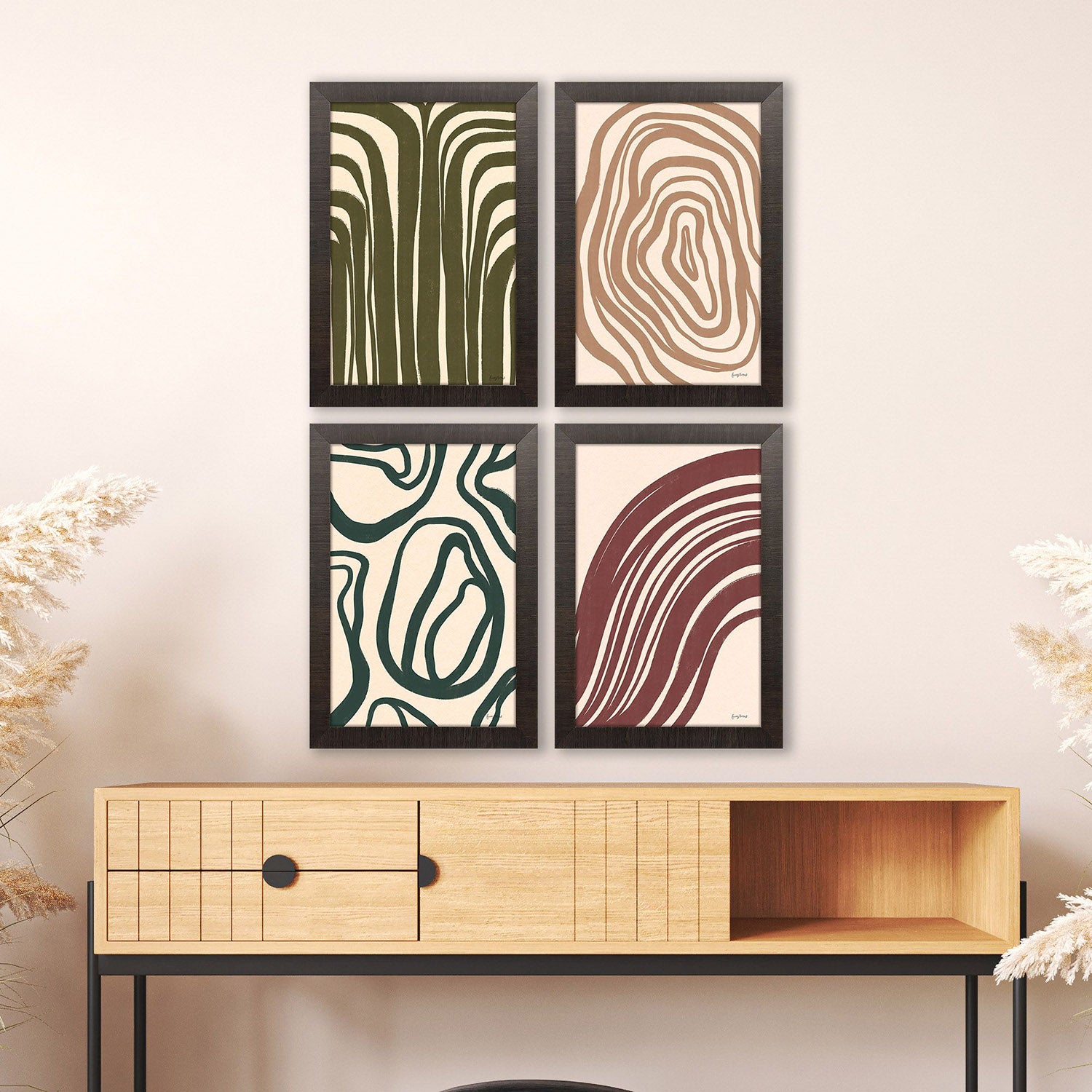 Thomas Organic Abstracts Framed Artwork Set of 4
