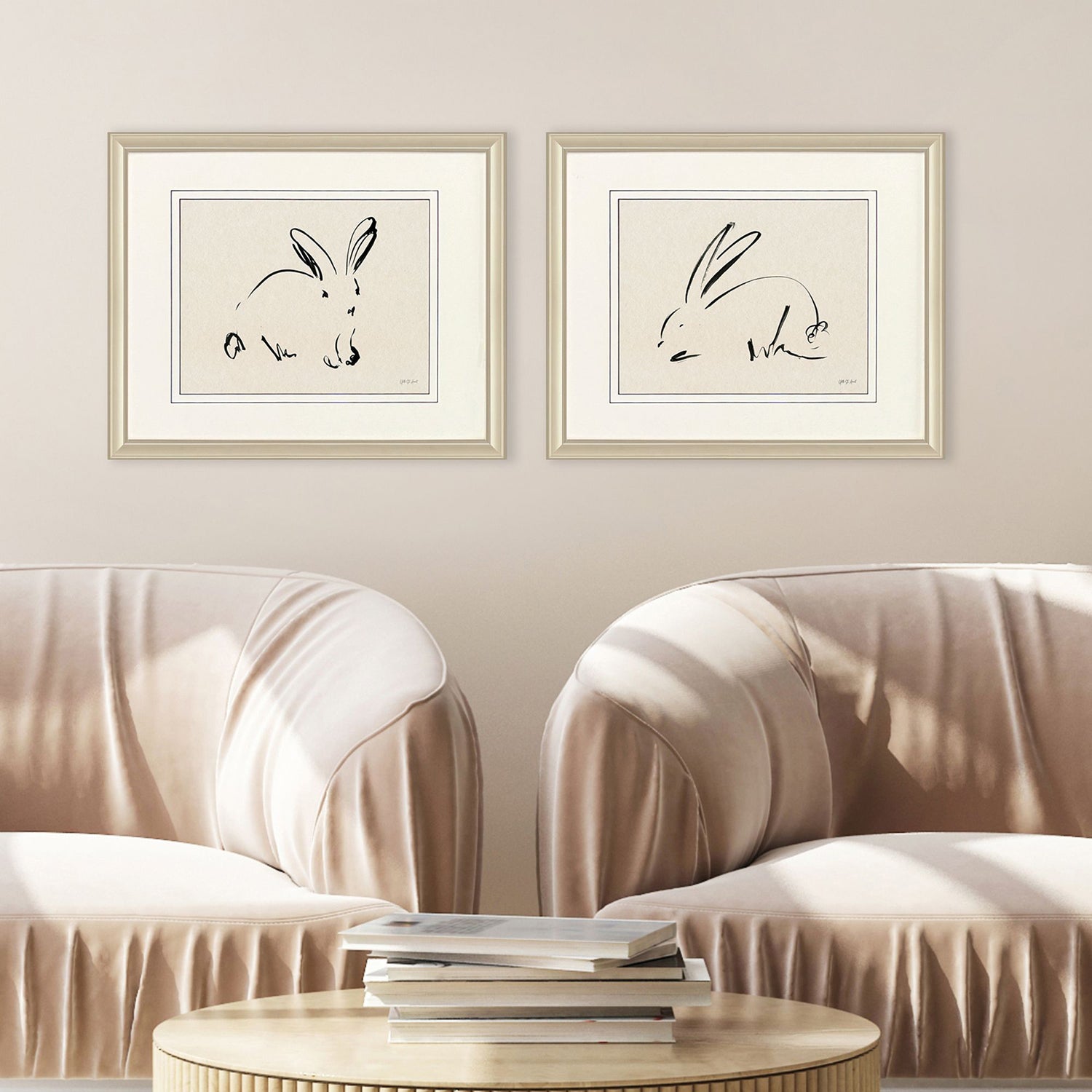 St Amant Illustrative Bunny Framed Artwork Set of 2