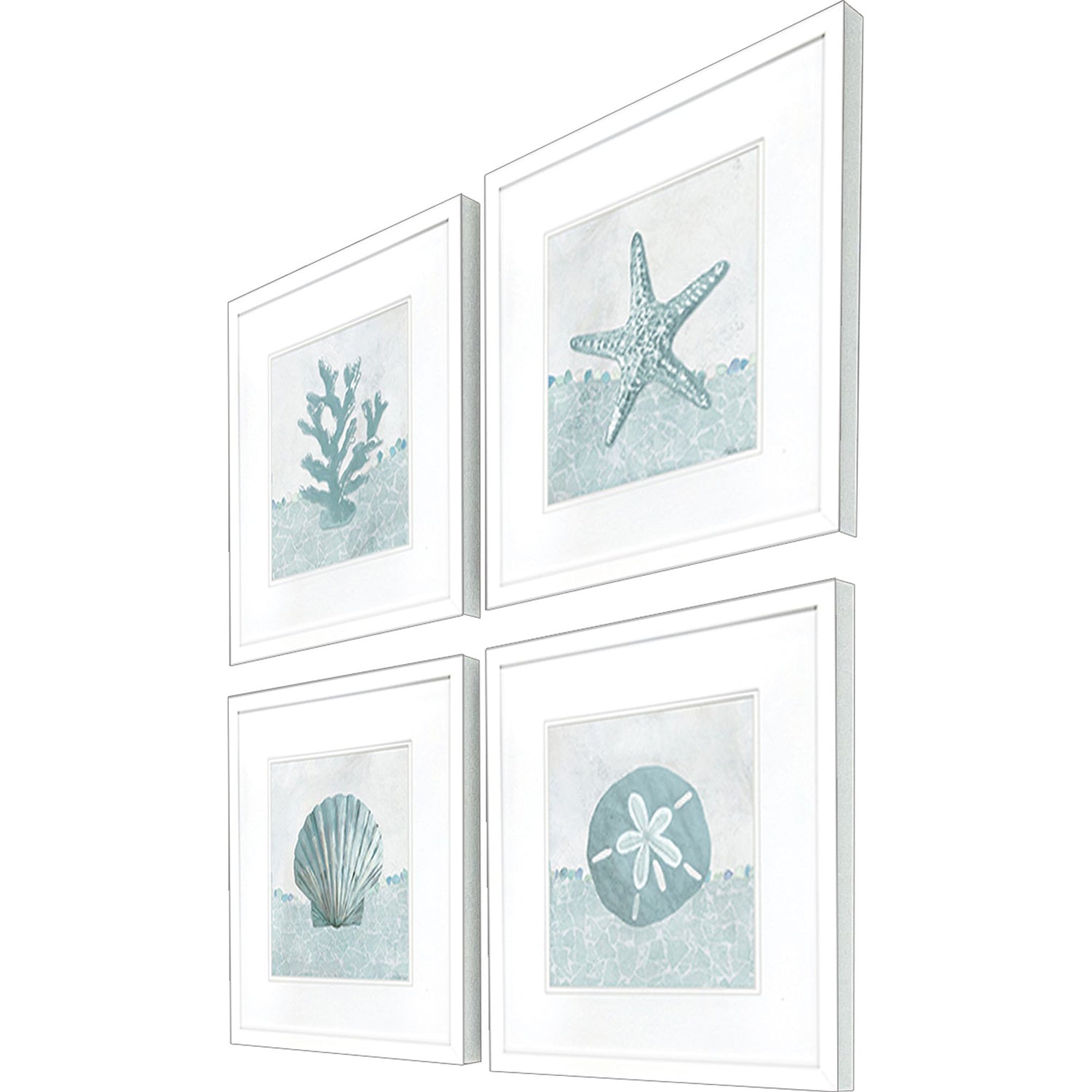 Poesia Coastal Mosaic Framed Artwork Set of 4