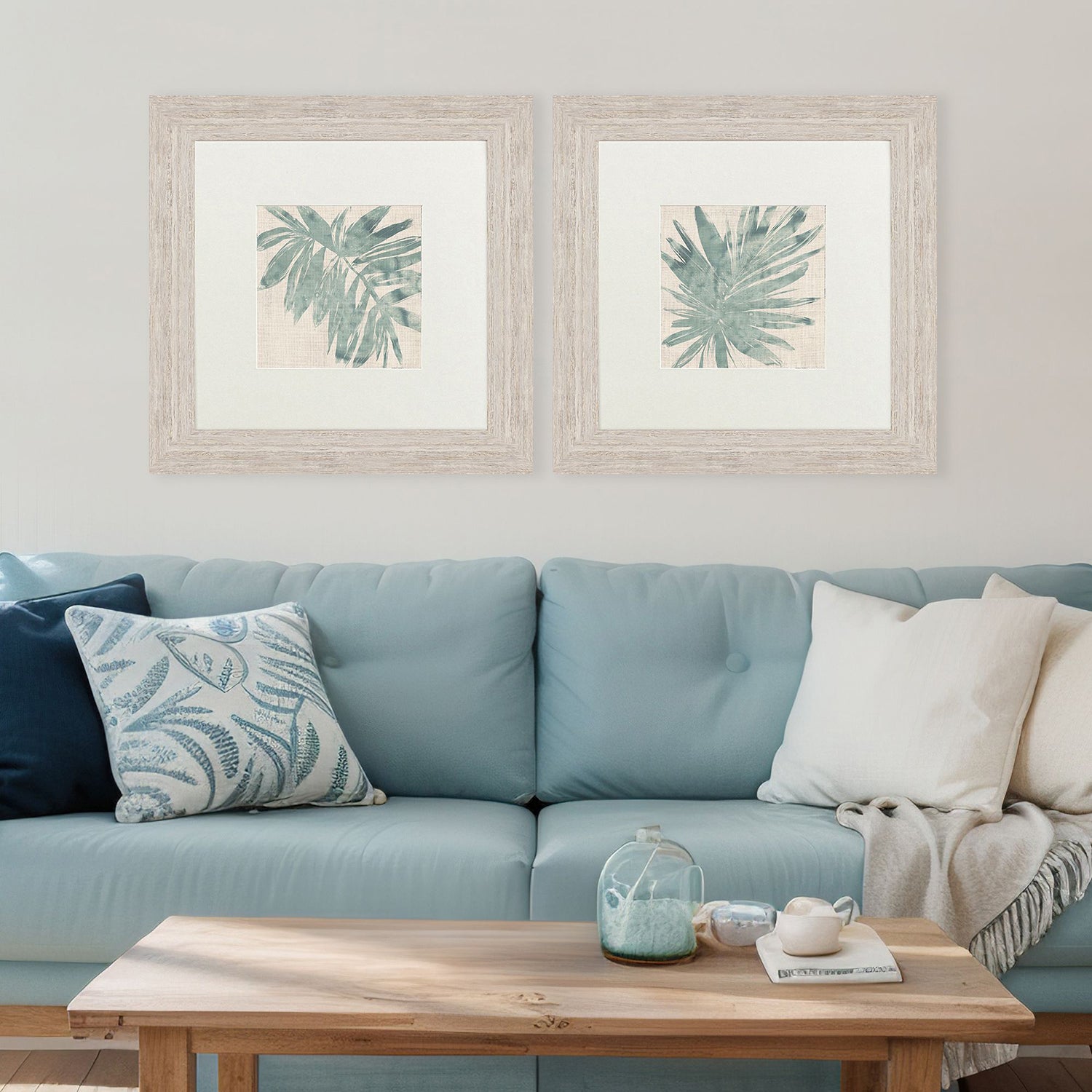 Vess Burlap Ocean Palm I Framed Art Set of 2