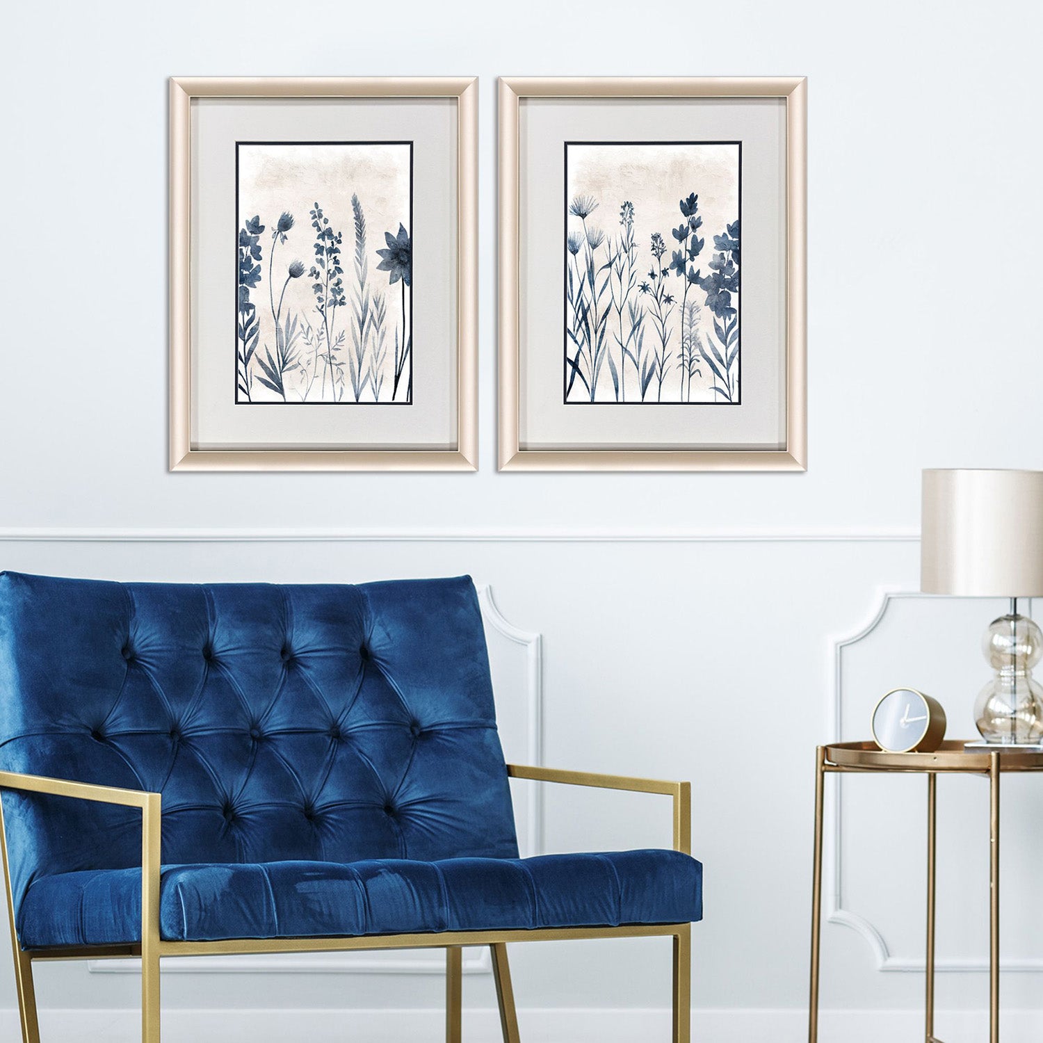 Allen Blue Dye Framed Artwork Set of 2