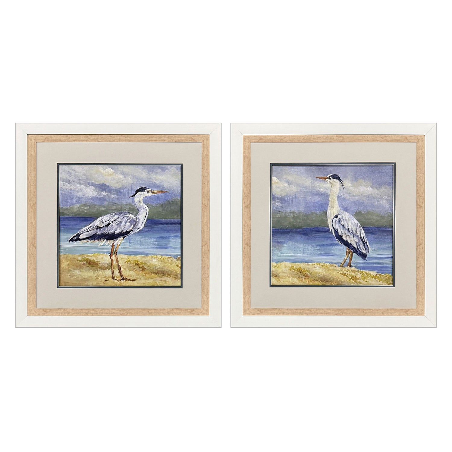 Loreth Heron by the Sea Framed Artwork Set of 2