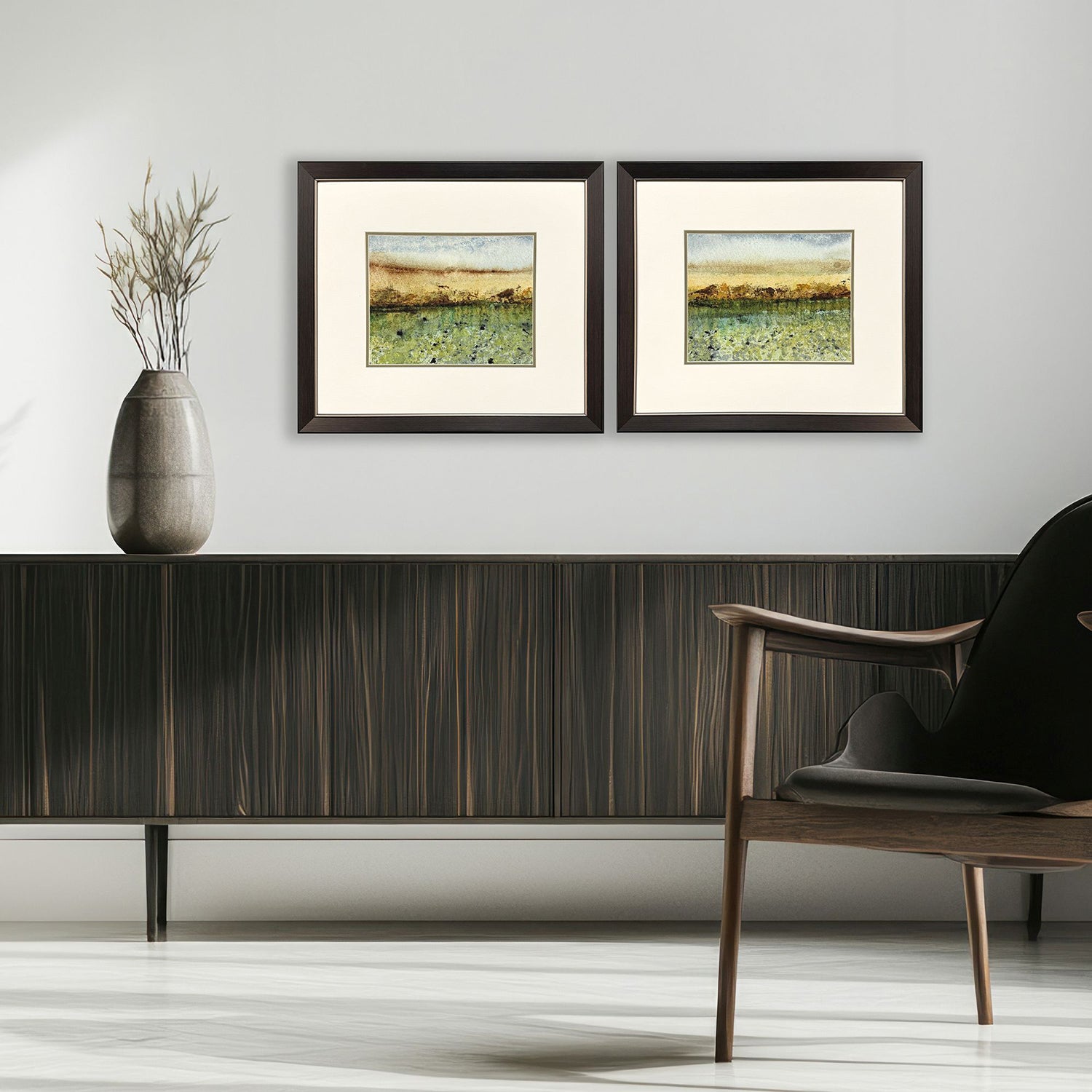 Bishop Abstract Vast Field Framed Artwork Set of 2