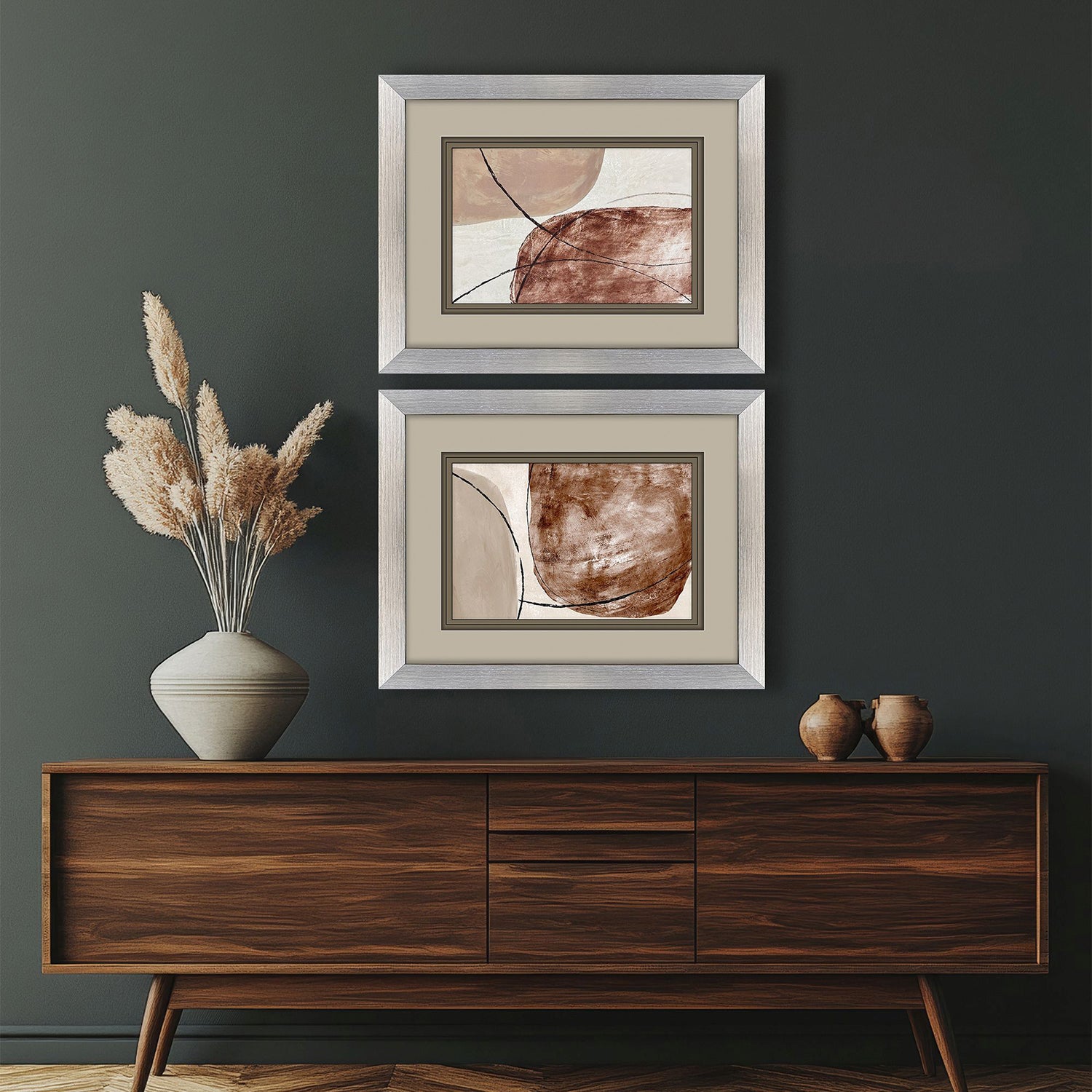 Pattinian Shining Taupe Framed Artwork Set of 2