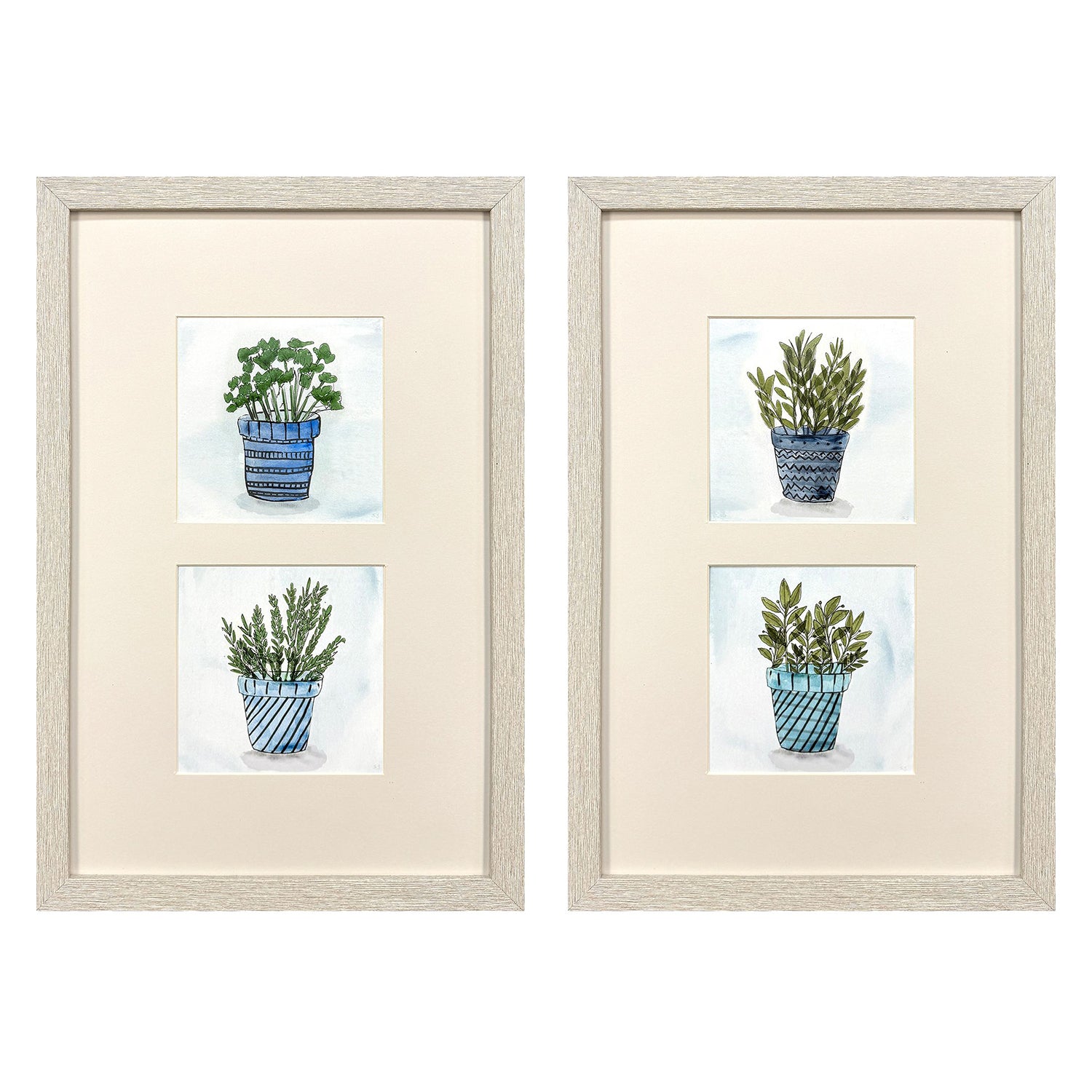 Jill Pot of Herbs Framed Artwork Set of 2