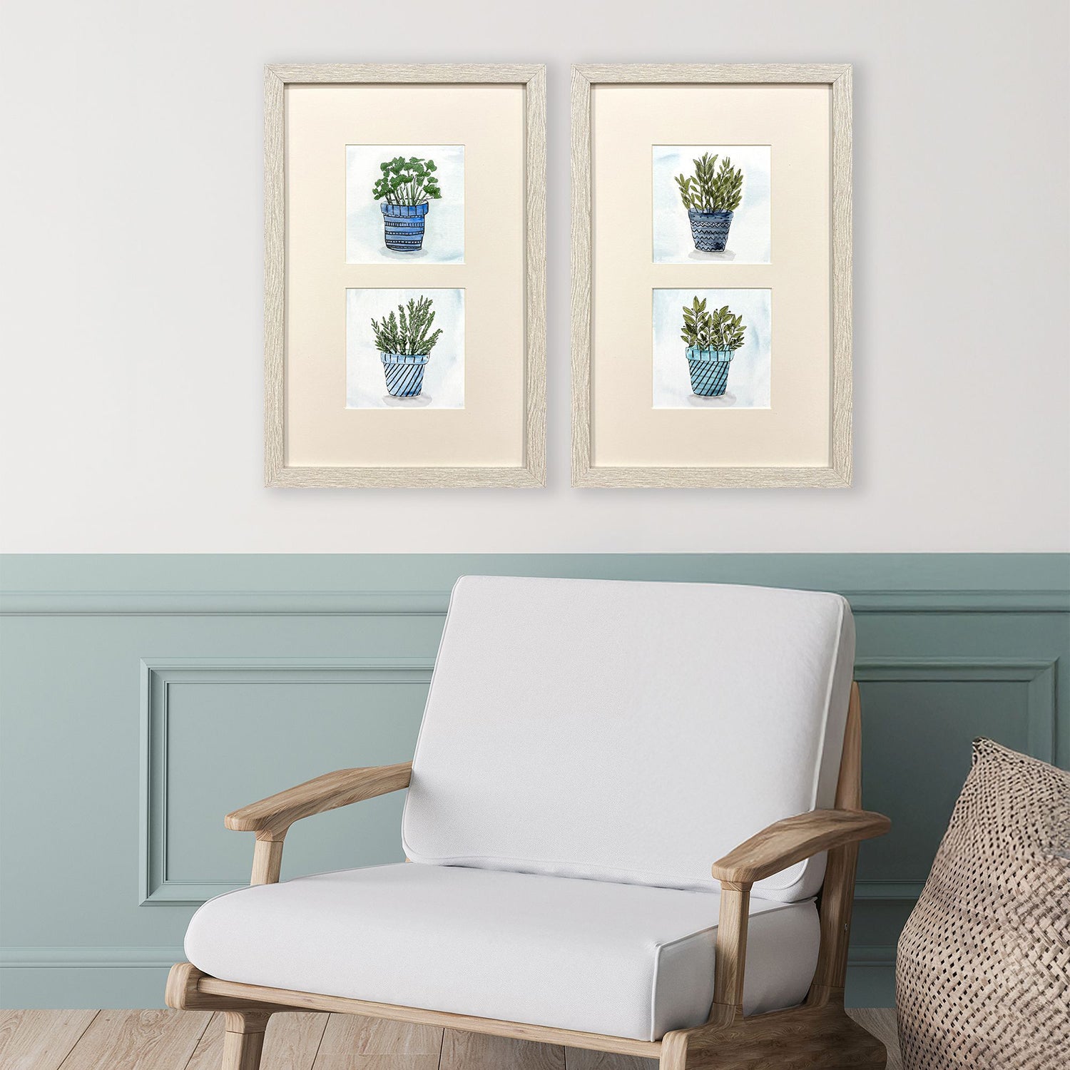 Jill Pot of Herbs Framed Artwork Set of 2