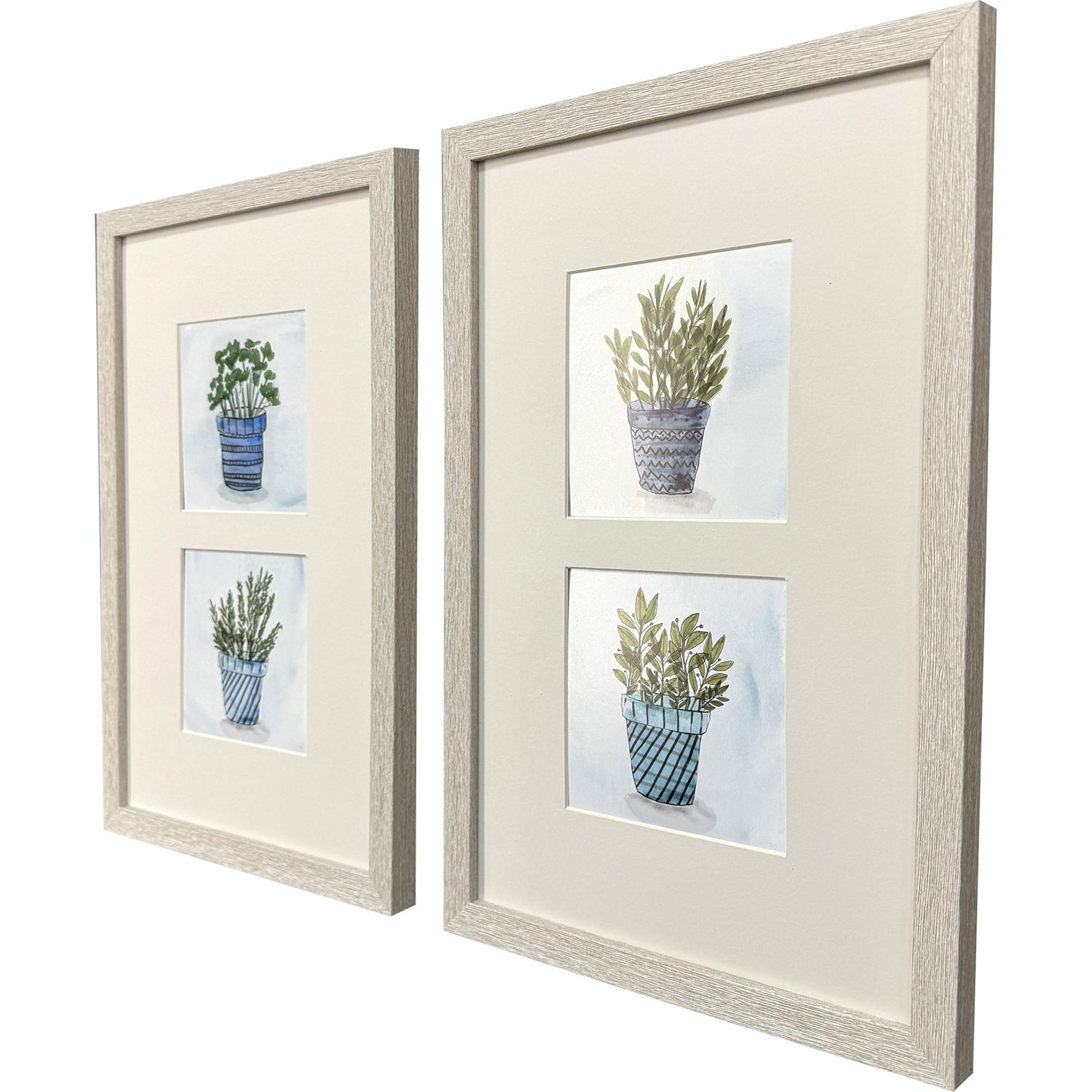 Jill Pot of Herbs Framed Artwork Set of 2