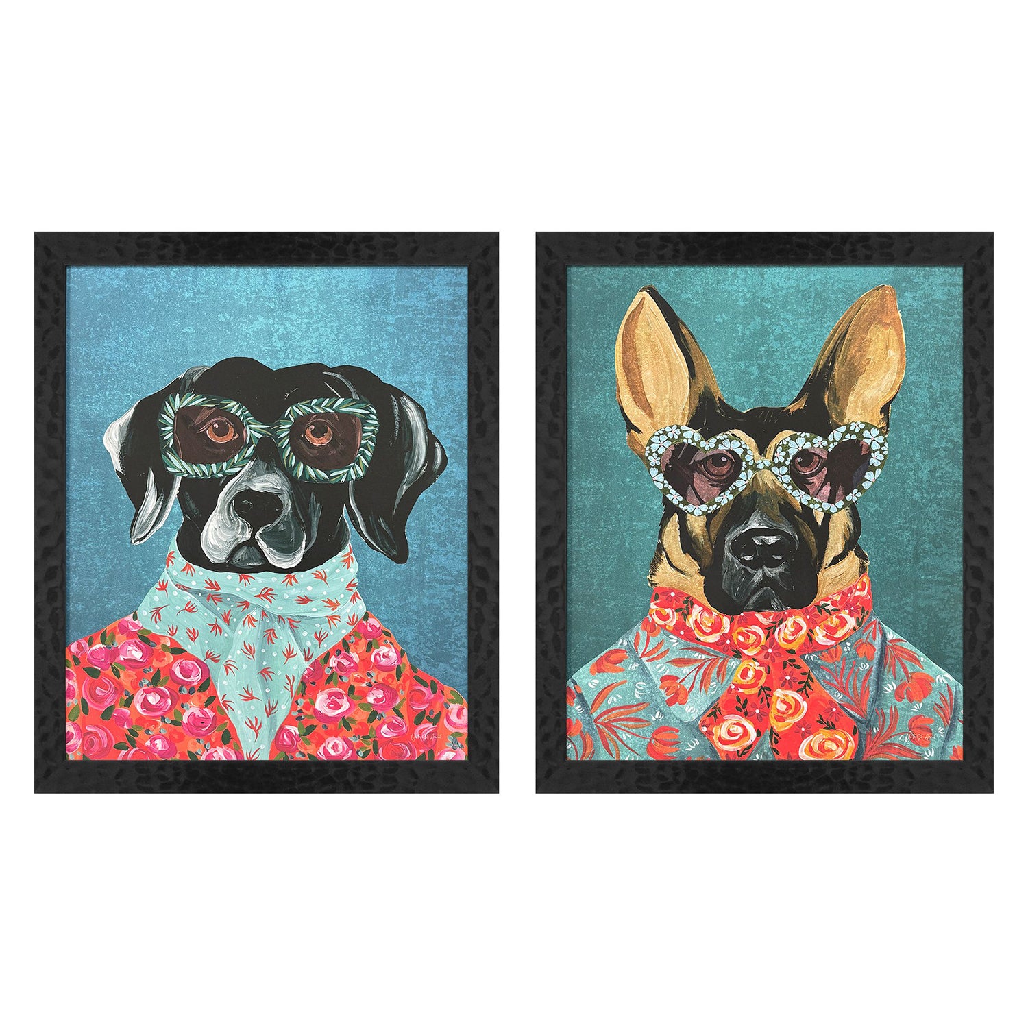 St Amant Whimsy Dog I Framed Artwork Set of 2