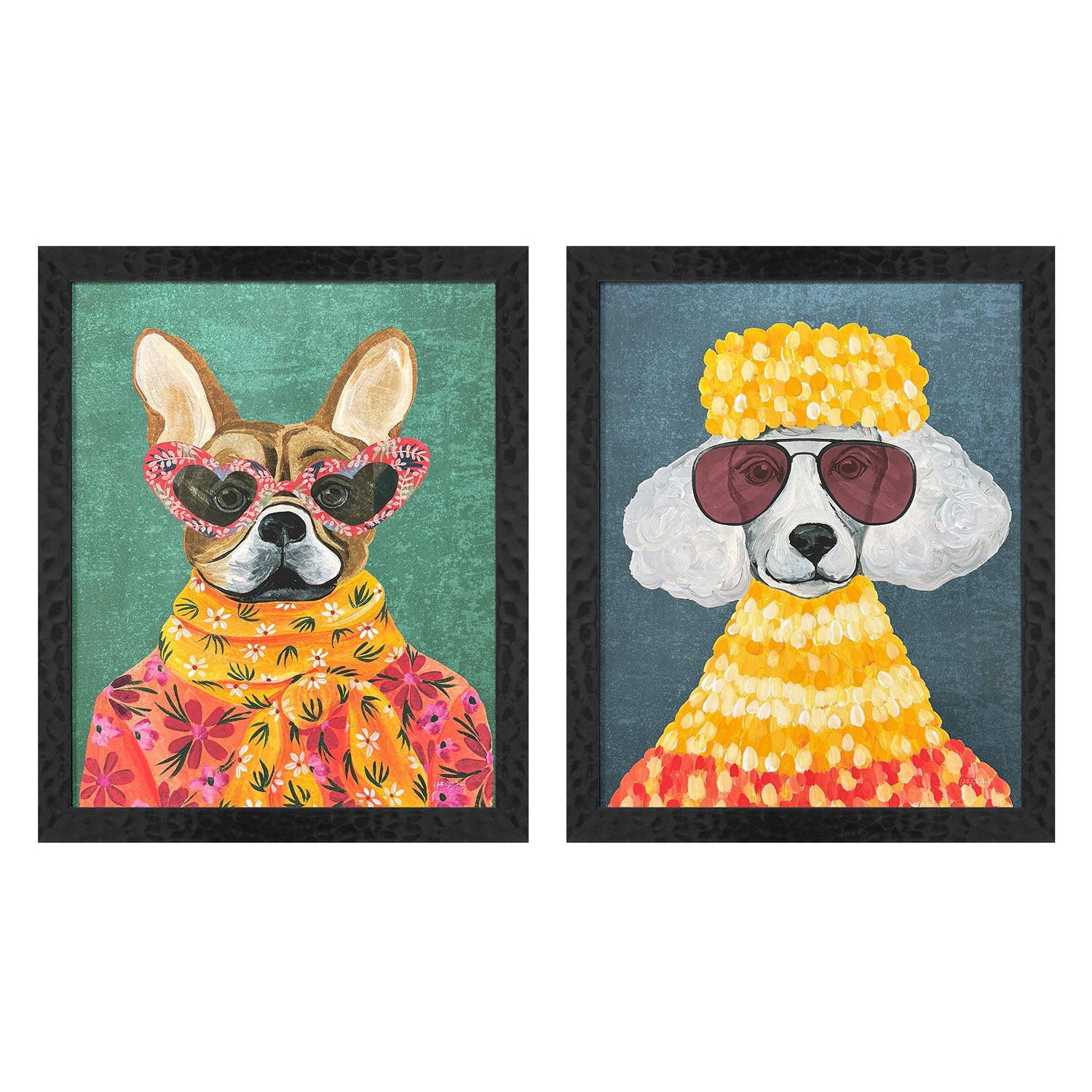 St Amant Whimsy Dog II Framed Artwork Set of 2