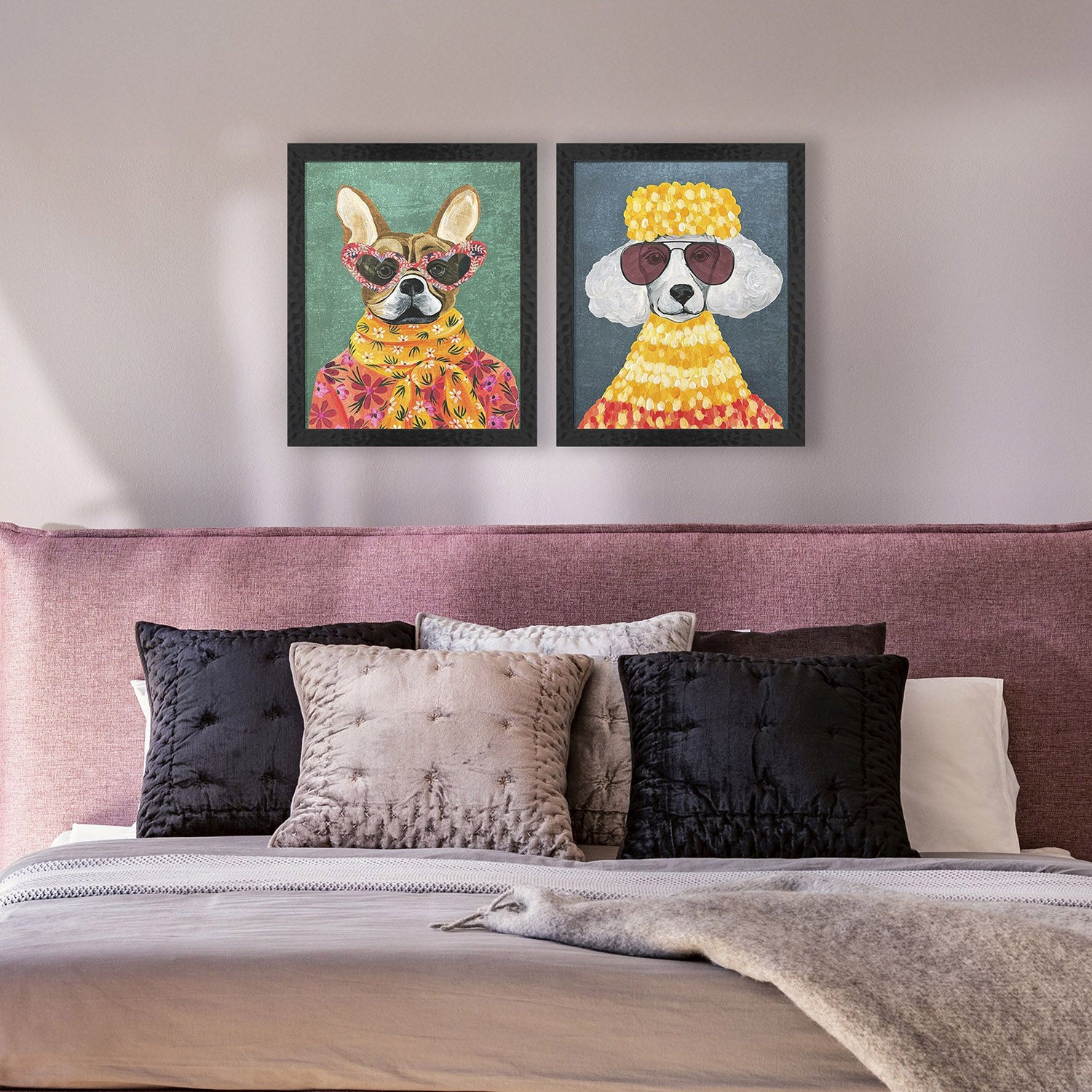 St Amant Whimsy Dog II Framed Artwork Set of 2