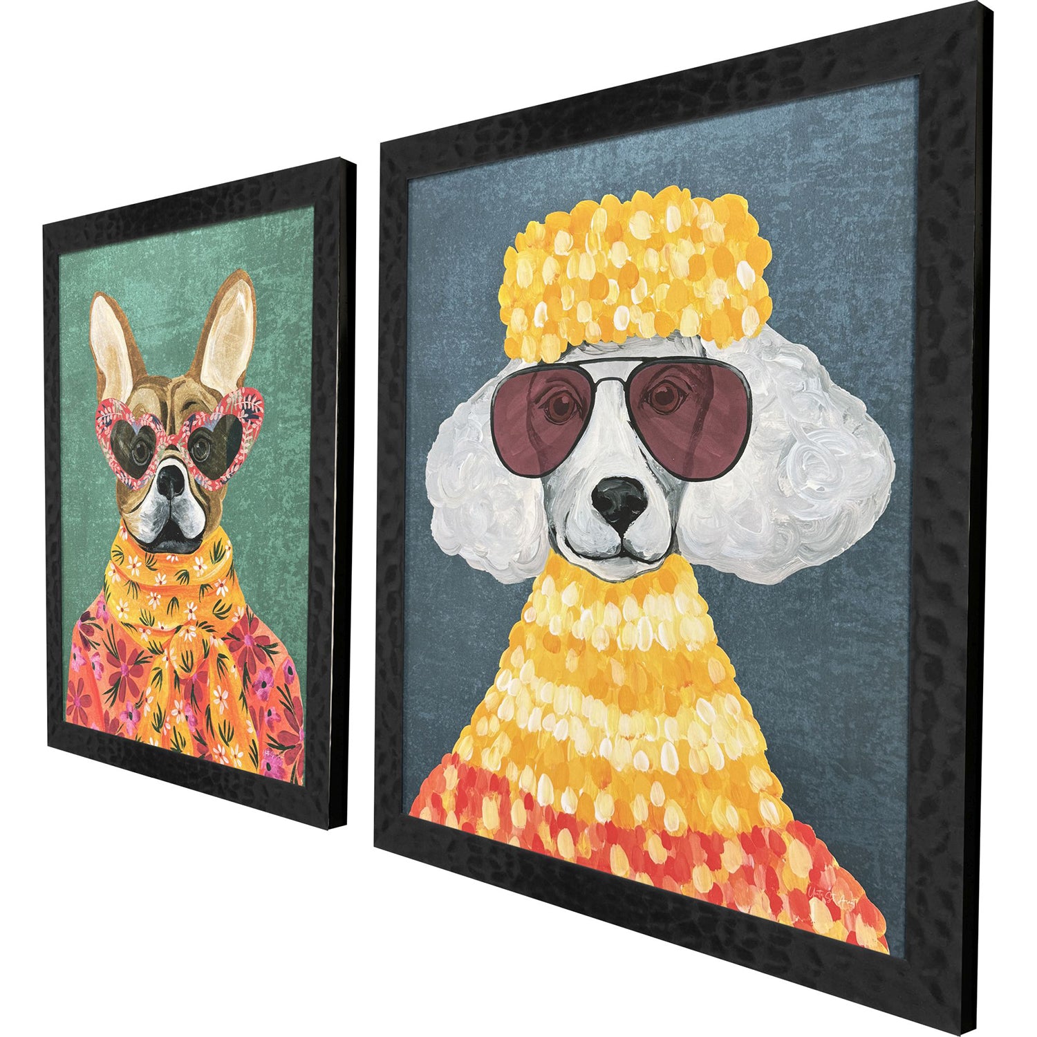 St Amant Whimsy Dog II Framed Artwork Set of 2