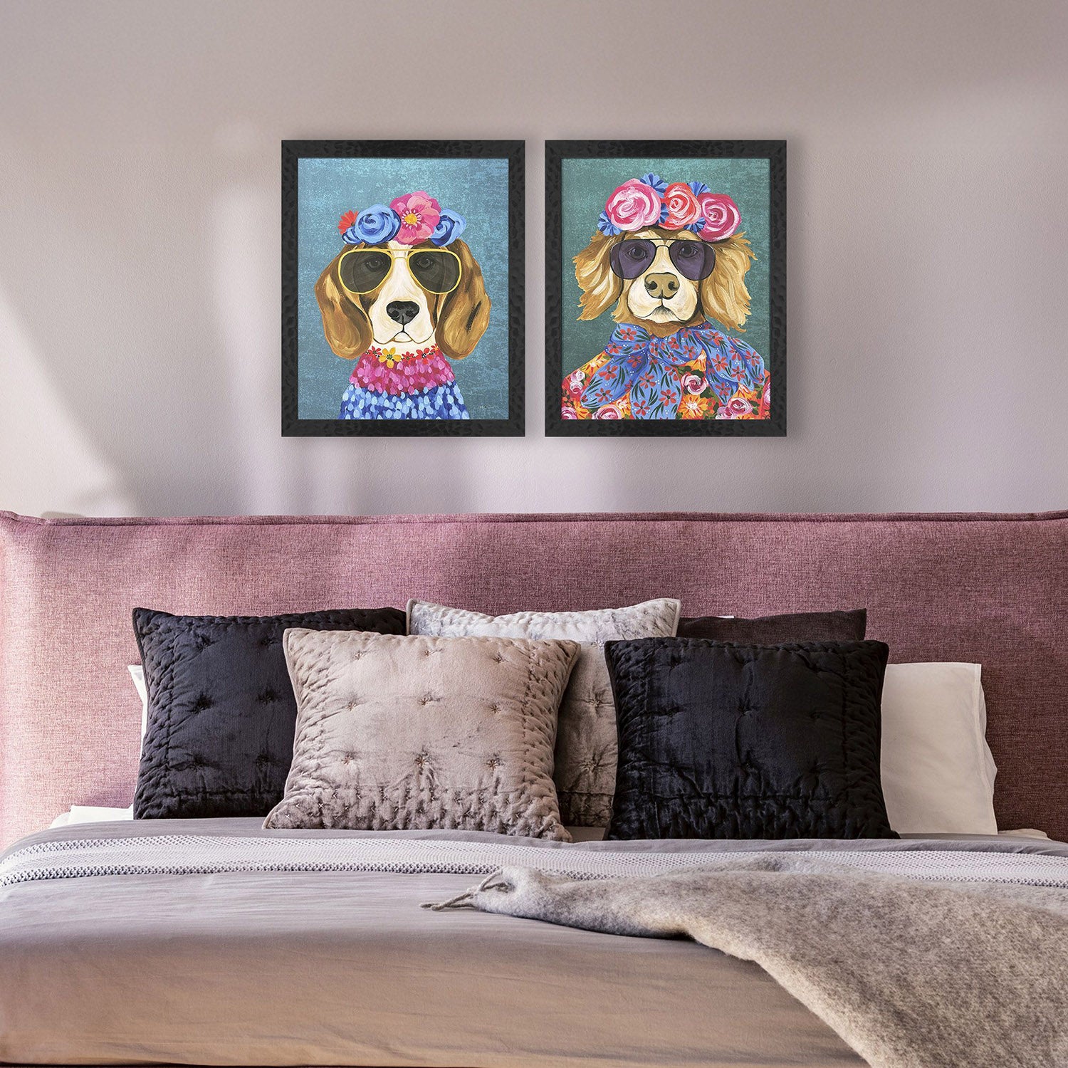 St Amant Whimsy Dog III Framed Artwork Set of 2