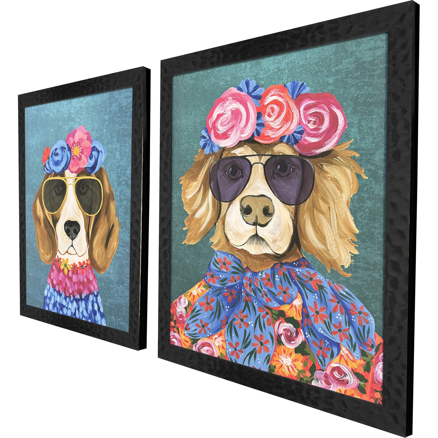 St Amant Whimsy Dog III Framed Artwork Set of 2