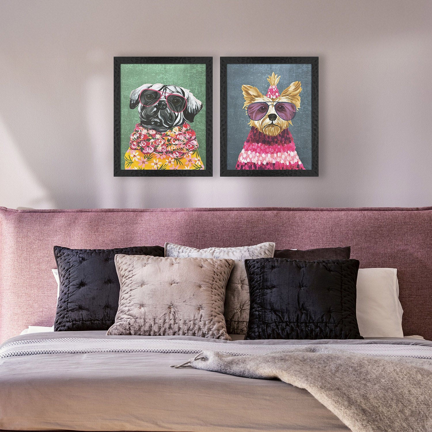 St Amant Whimsy Dog IV Framed Artwork Set of 2