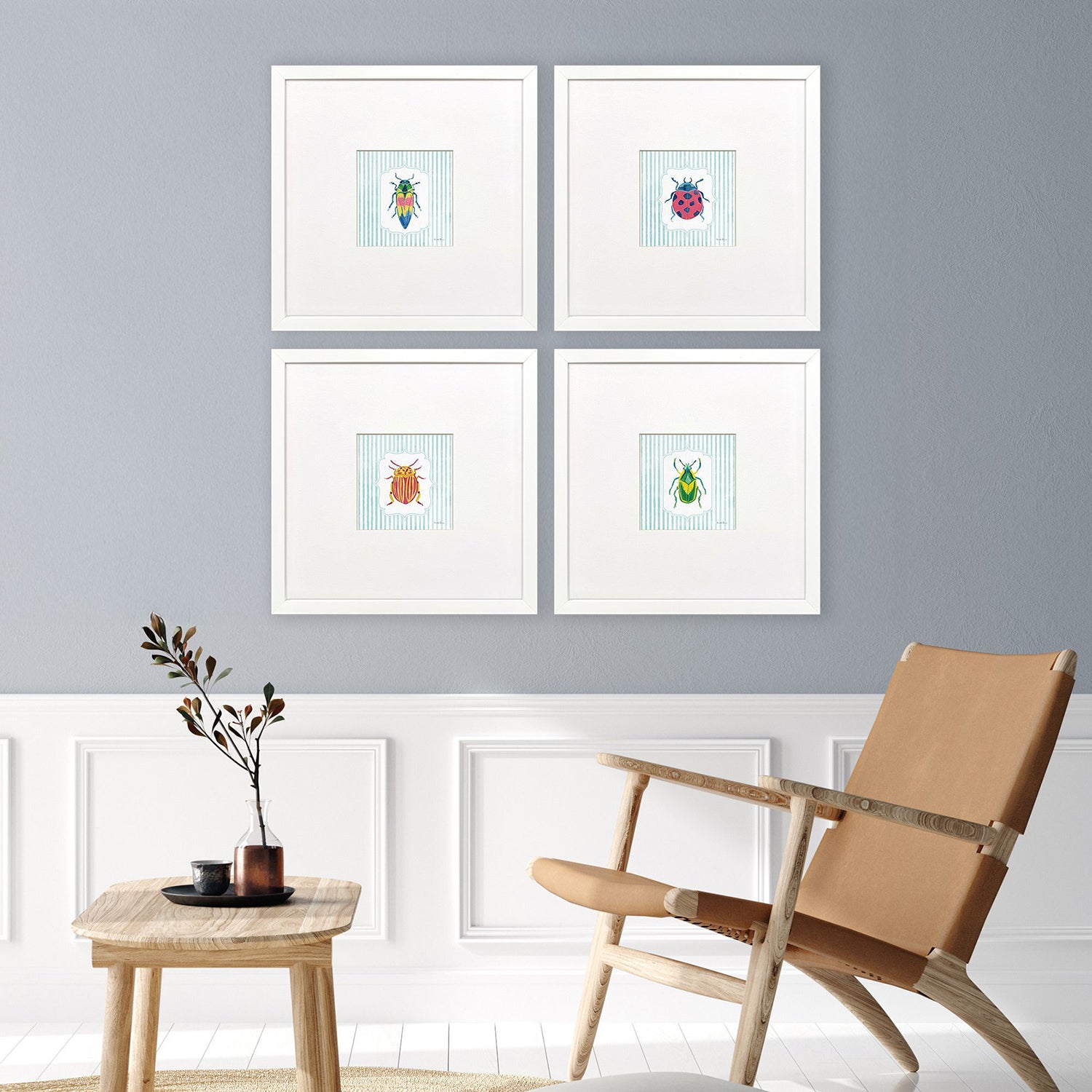 Leeanne Vaughn Garden Friends Framed Art Set of 4