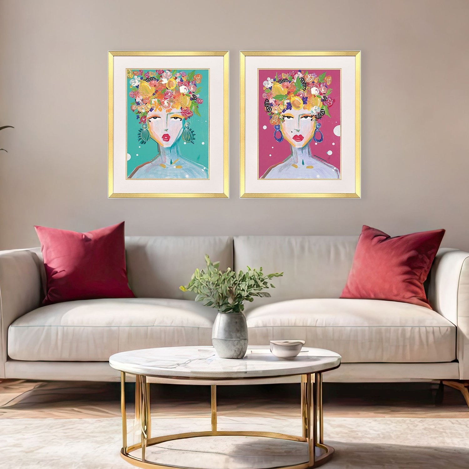 Jordan Glassco-Smith Floral Lady Framed Art Set of 2