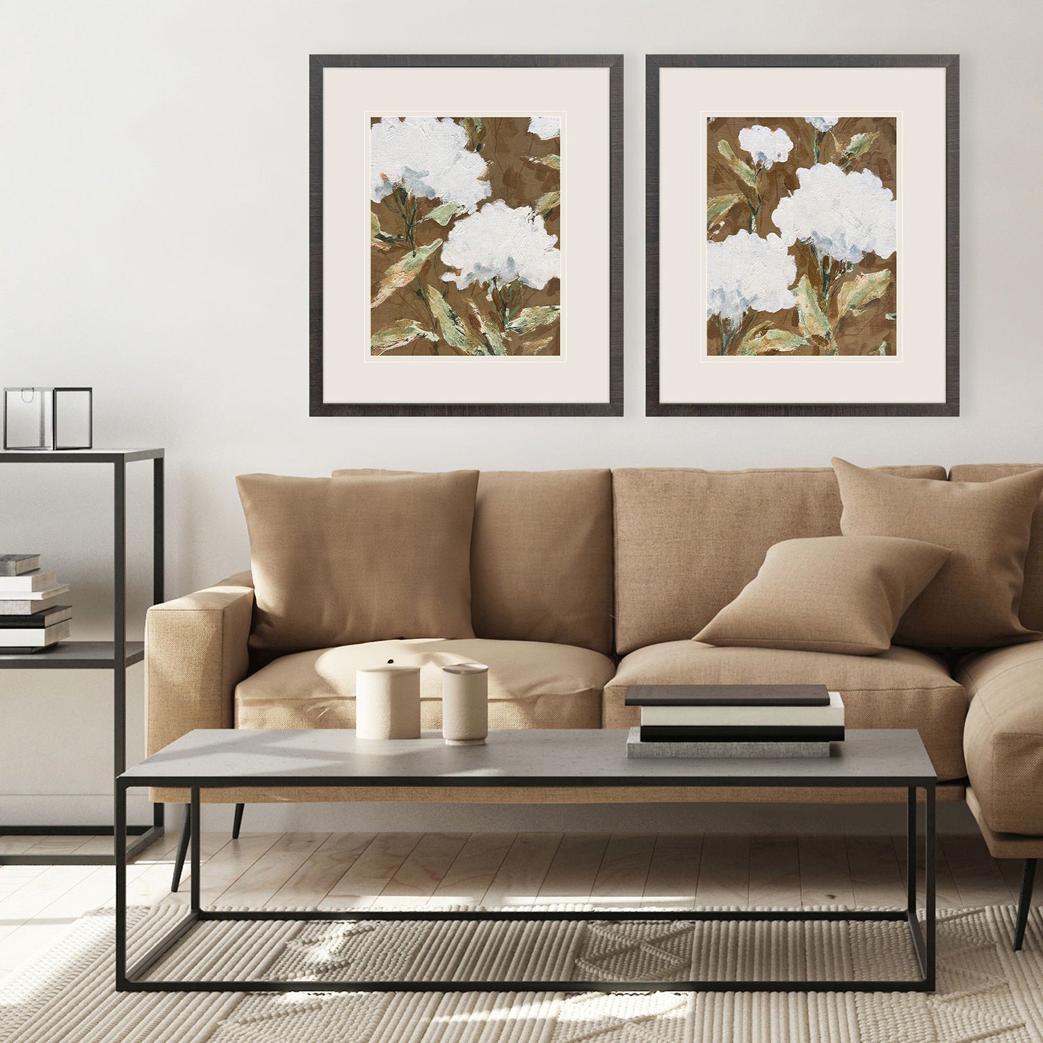 Sarah Lang Blooms in Chocolate Framed Art Set of 2