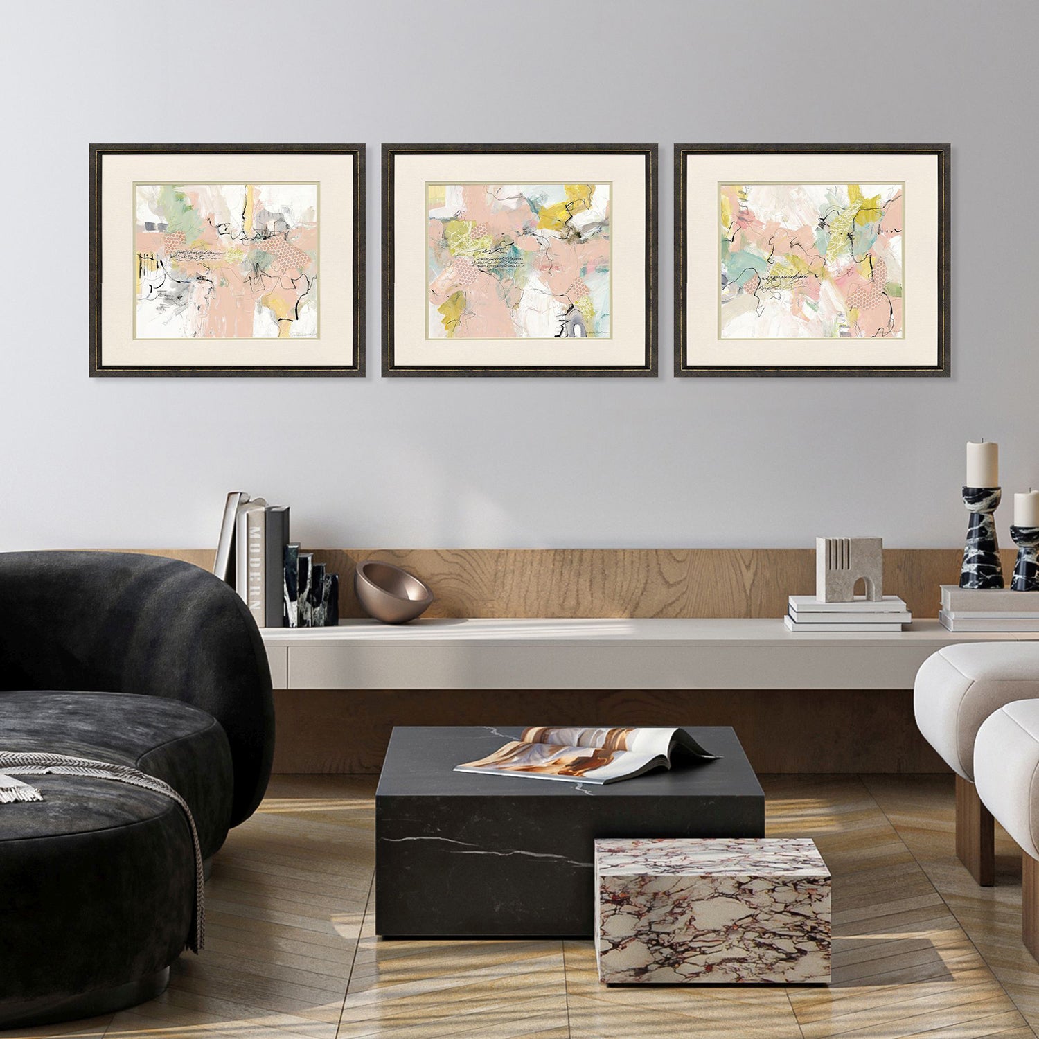 Jordan Glassco-Smith Pinks Framed Art Set of 3