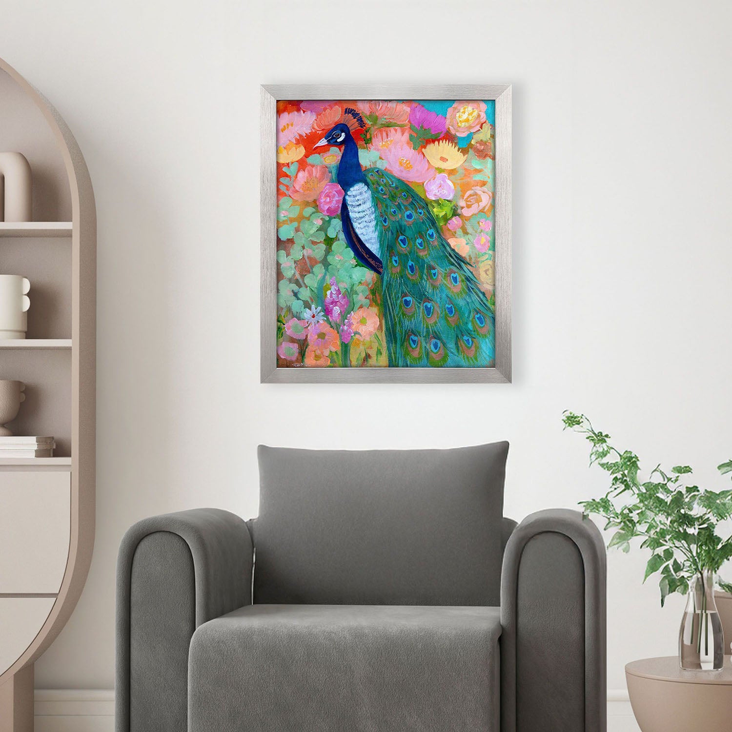 Malanta Knowles Floral Peacock II Framed Art