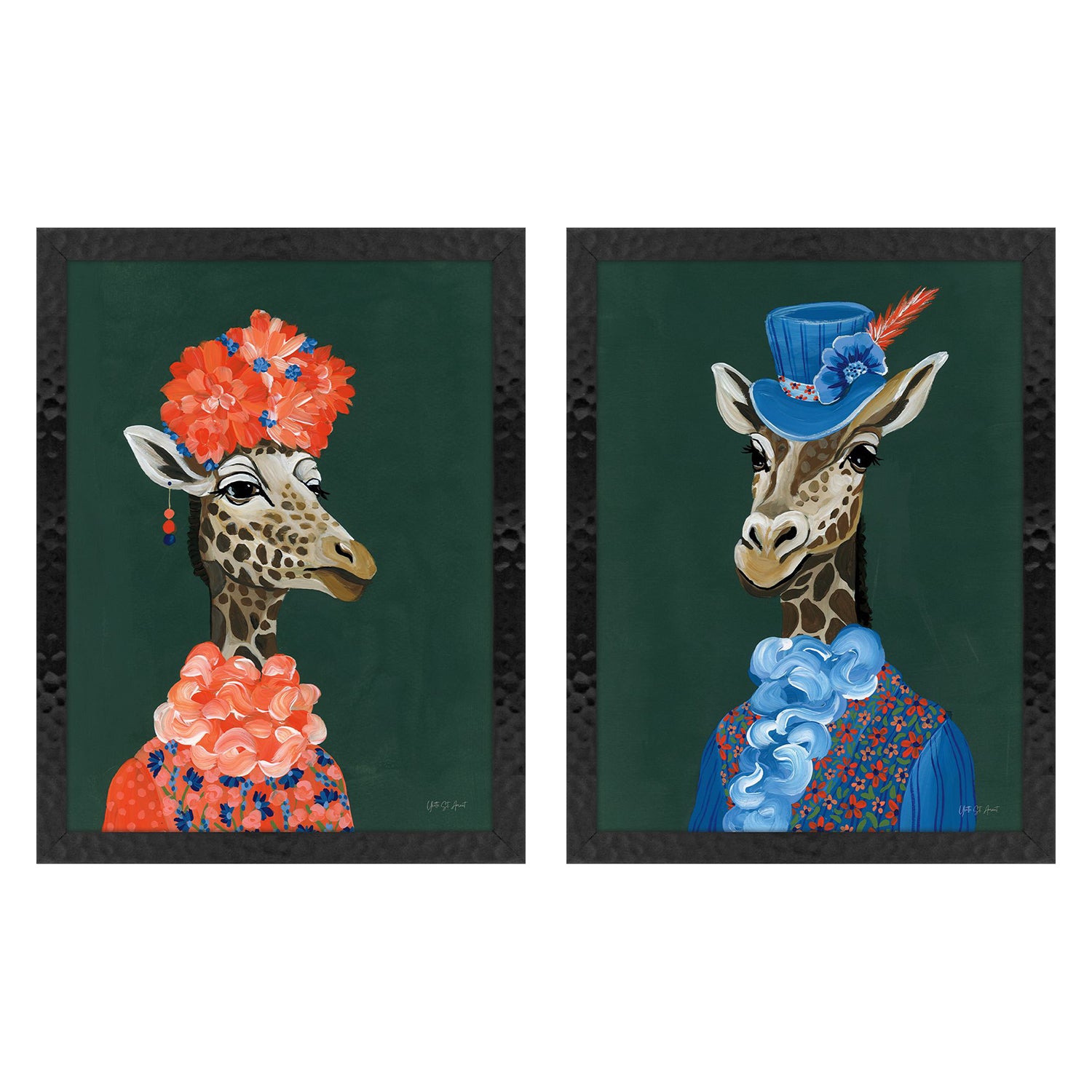 Jordan Glassco-Smith Miami Giraffe Framed Art Set of 2