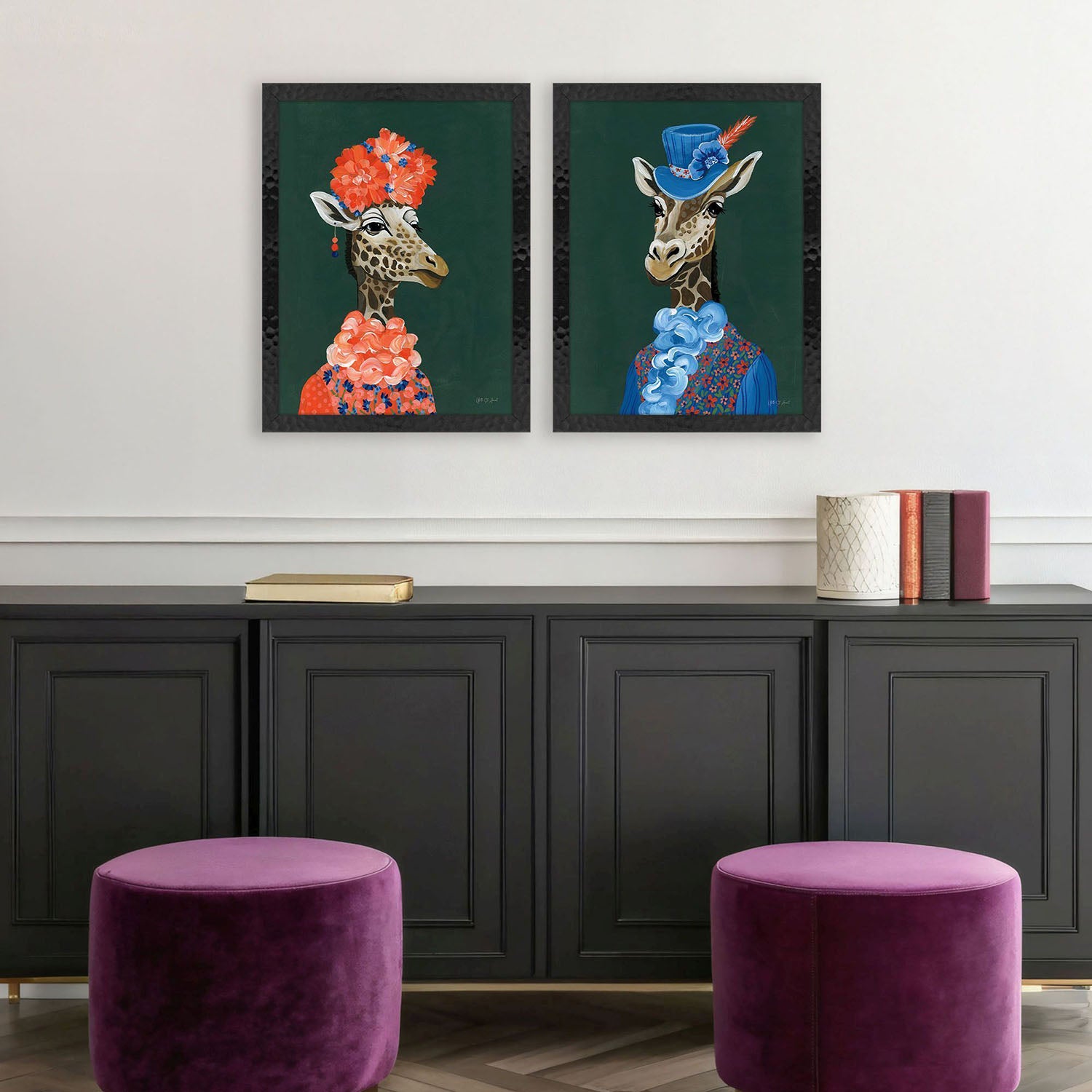 Jordan Glassco-Smith Miami Giraffe Framed Art Set of 2