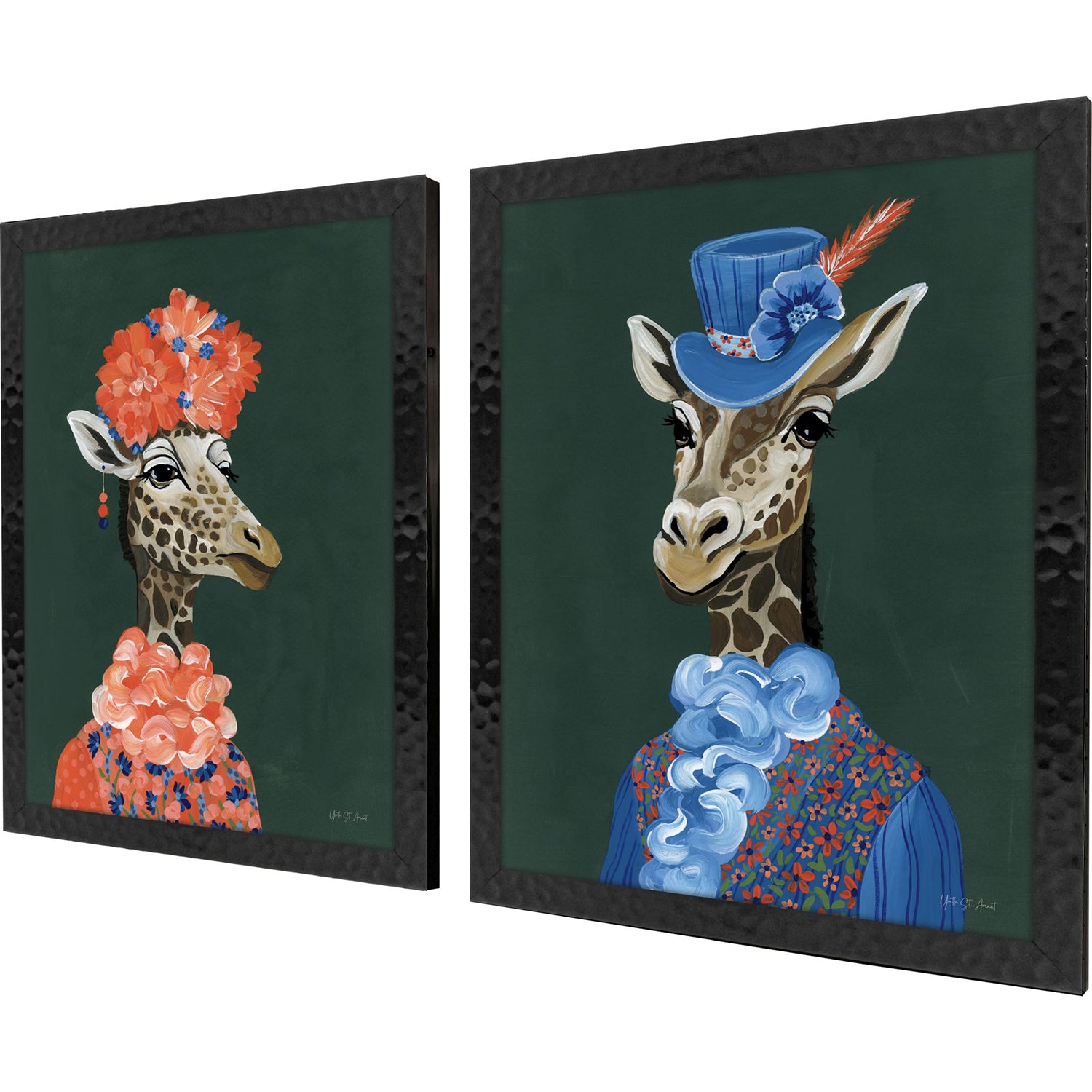 Jordan Glassco-Smith Miami Giraffe Framed Art Set of 2