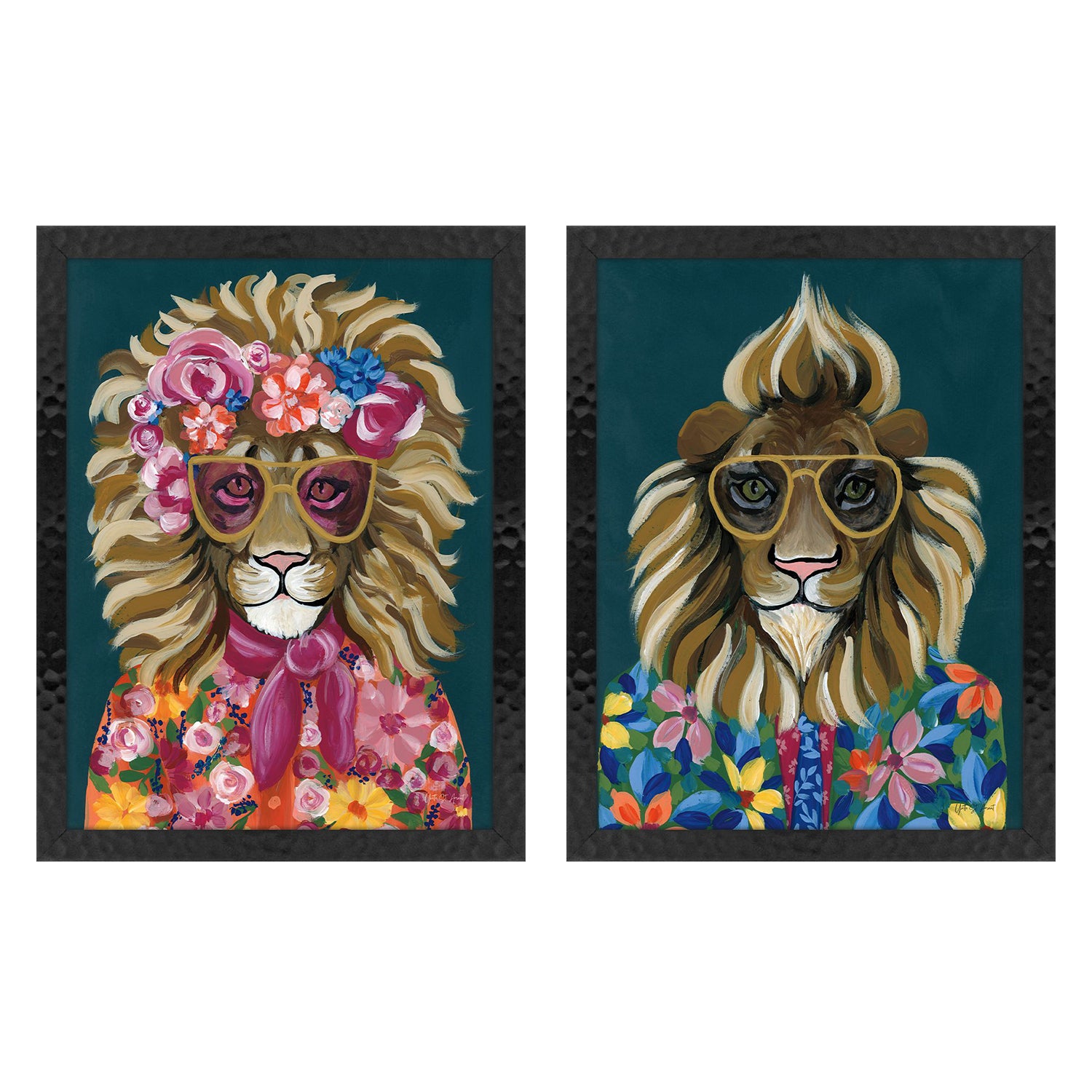 Jordan Glassco-Smith Miami Lion Framed Art Set of 2