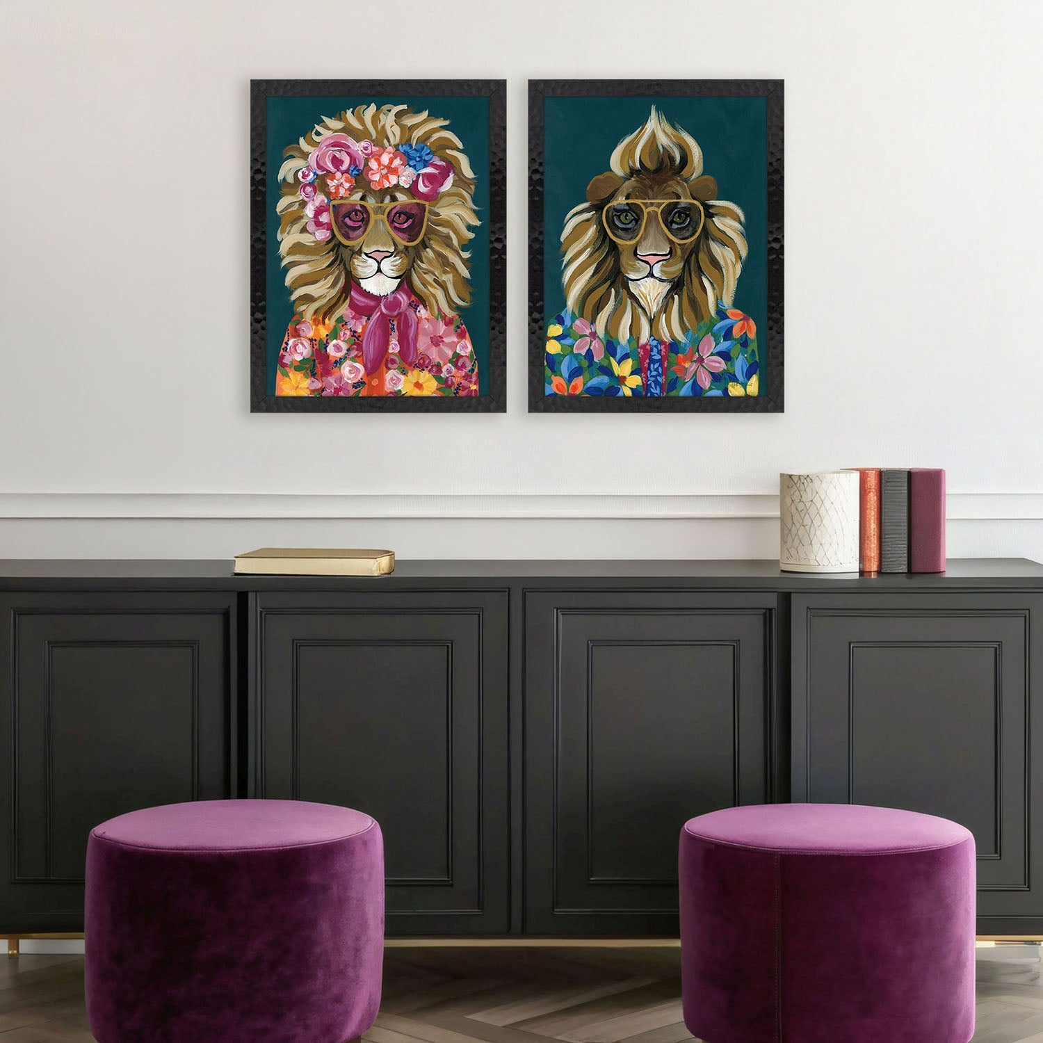 Jordan Glassco-Smith Miami Lion Framed Art Set of 2