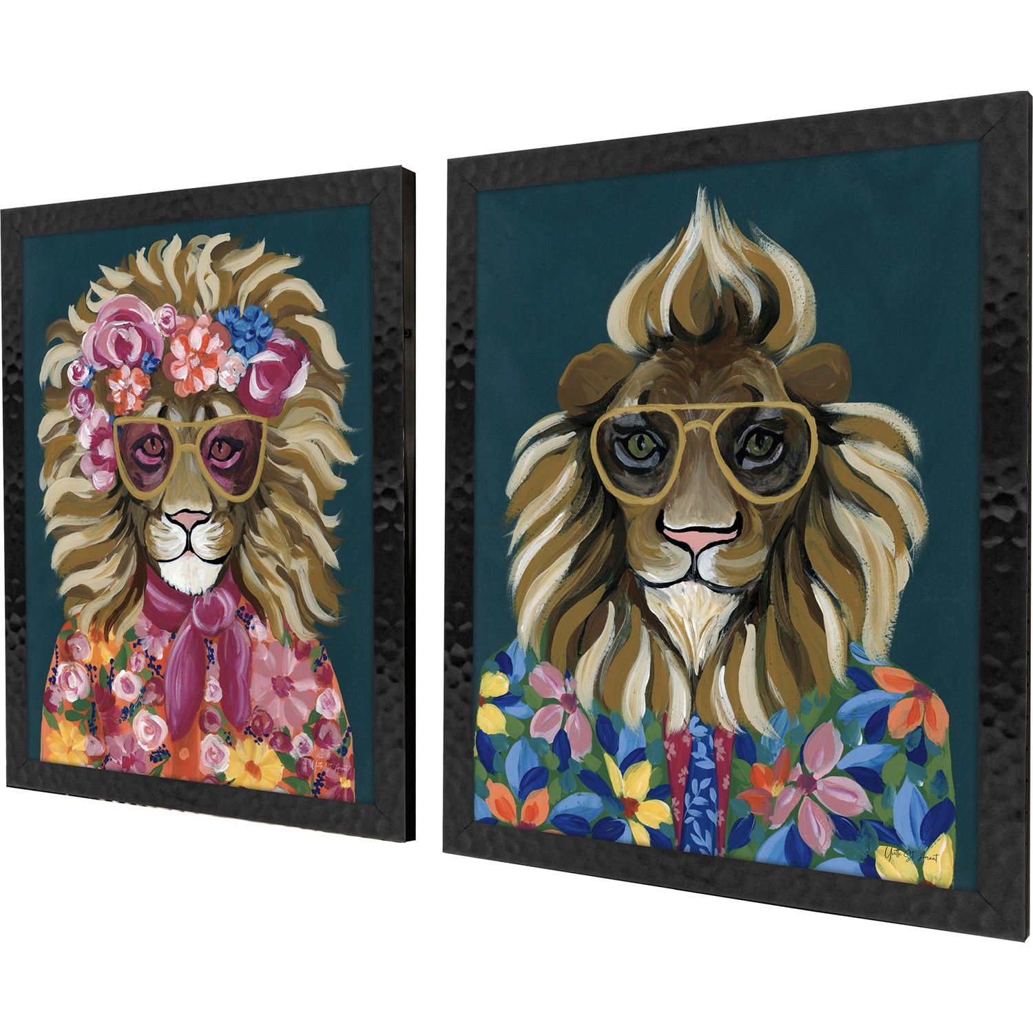 Jordan Glassco-Smith Miami Lion Framed Art Set of 2