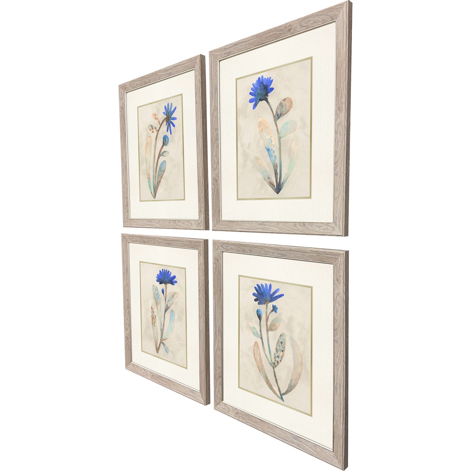 Jordan Glassco-Smith Blue Folk Garden Framed Art Set of 4