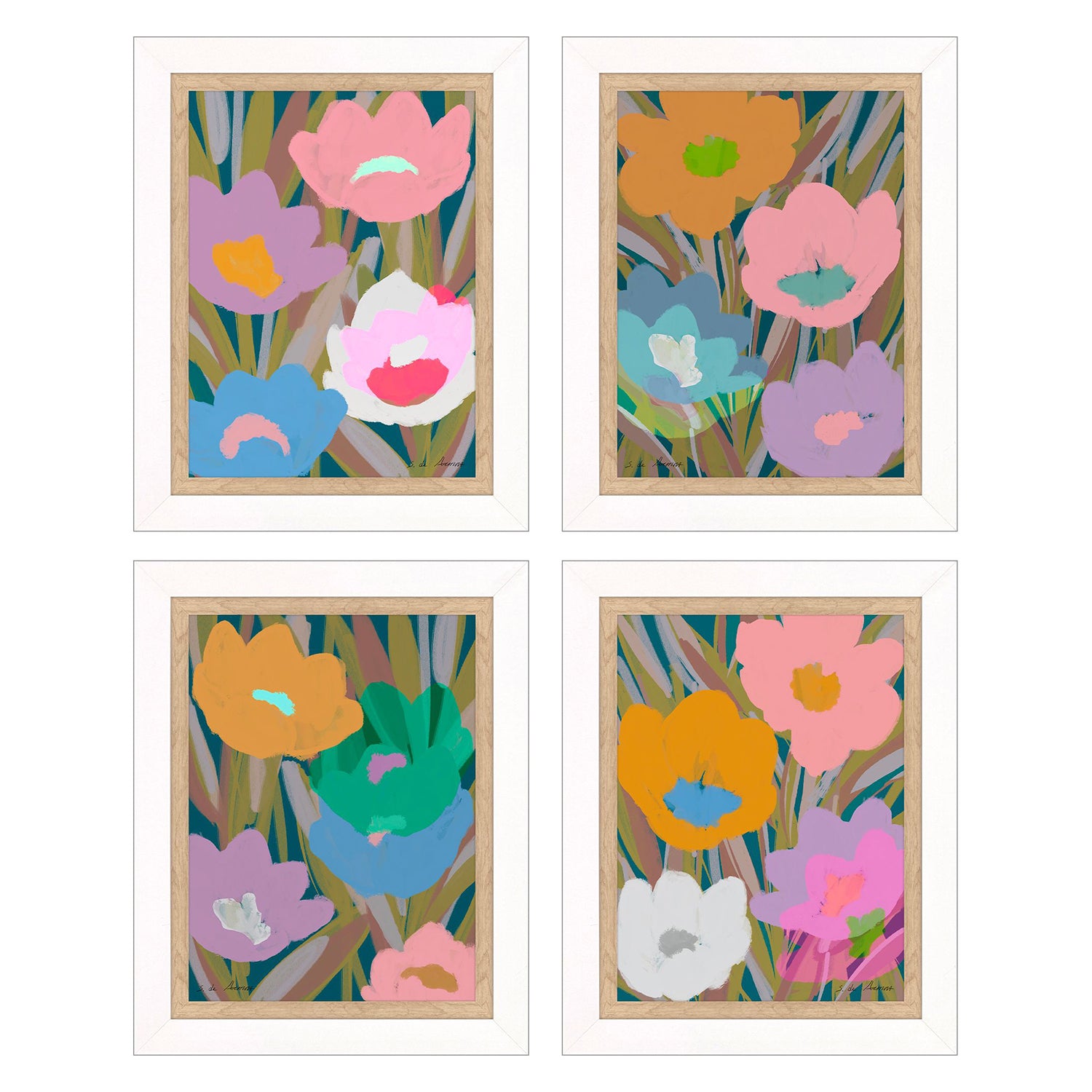 Leeanne Vaughn Bold Botanicals Framed Art Set of 4