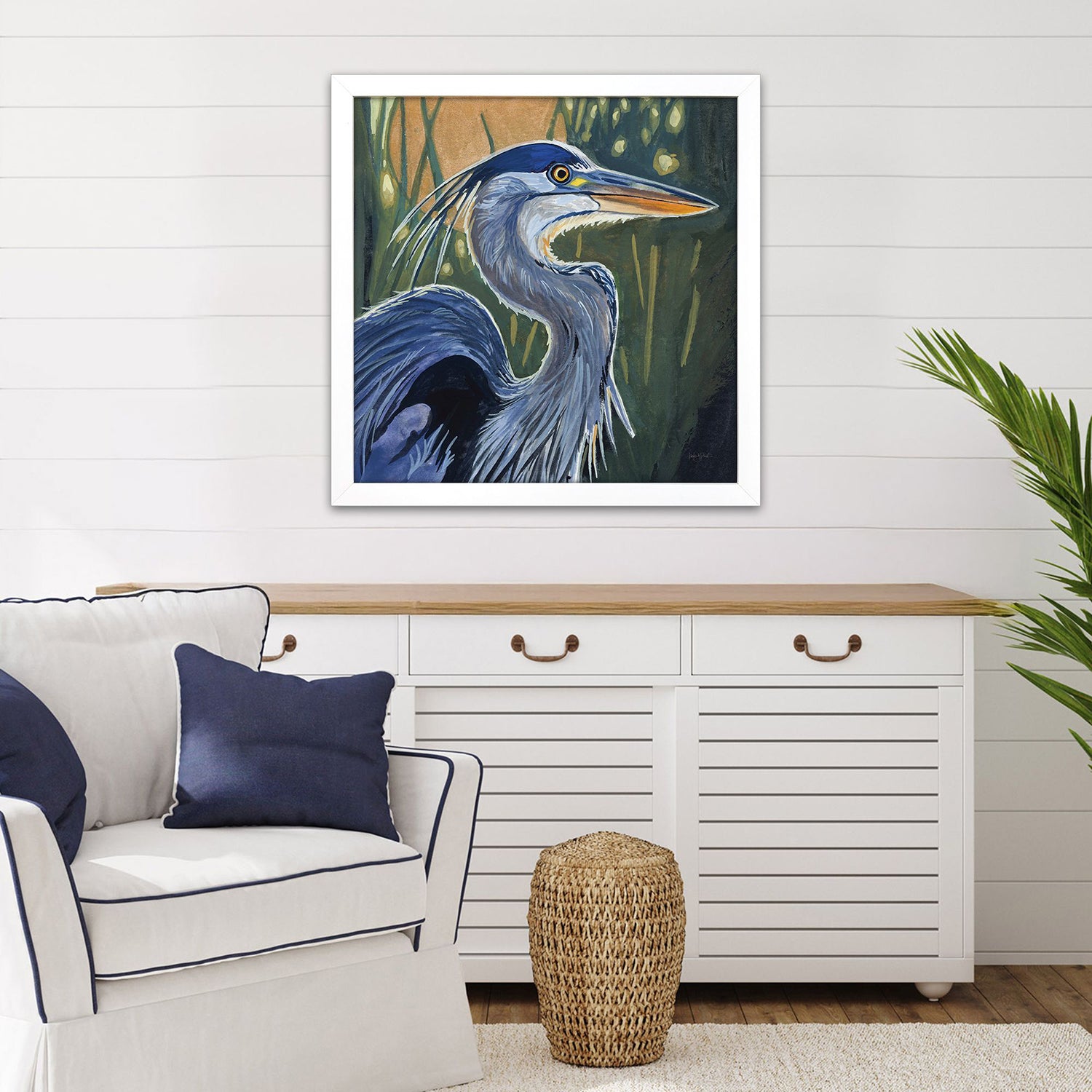 Leeanne Vaughn Blue Heron in Morning Framed Art