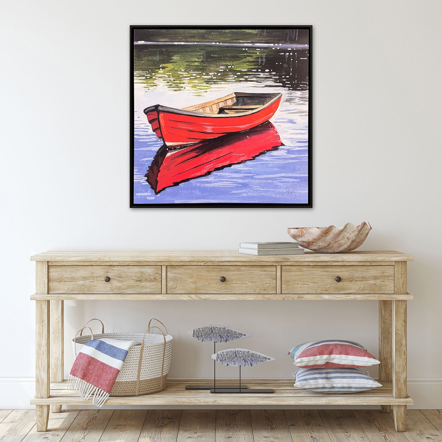 Leeanne Vaughn Boat on Still Water Canvas Art