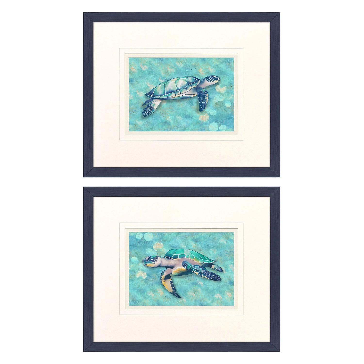 Sarah Lang Coastal Sea Turtle Framed Art Set of 2