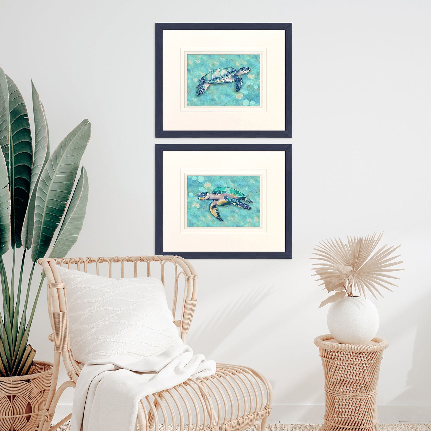 Sarah Lang Coastal Sea Turtle Framed Art Set of 2